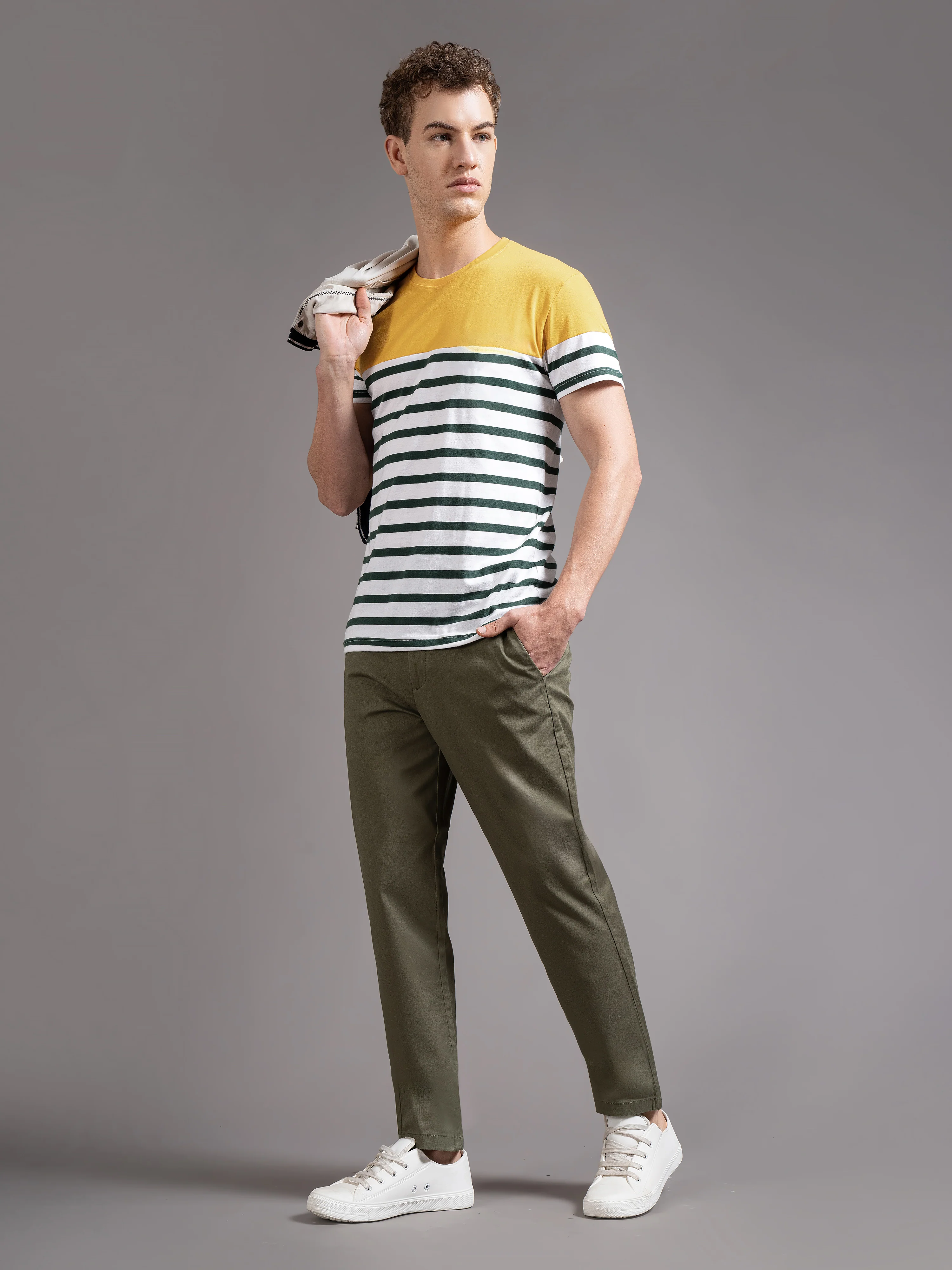 Men Green Smart Slim Fit Chinos - Image 2