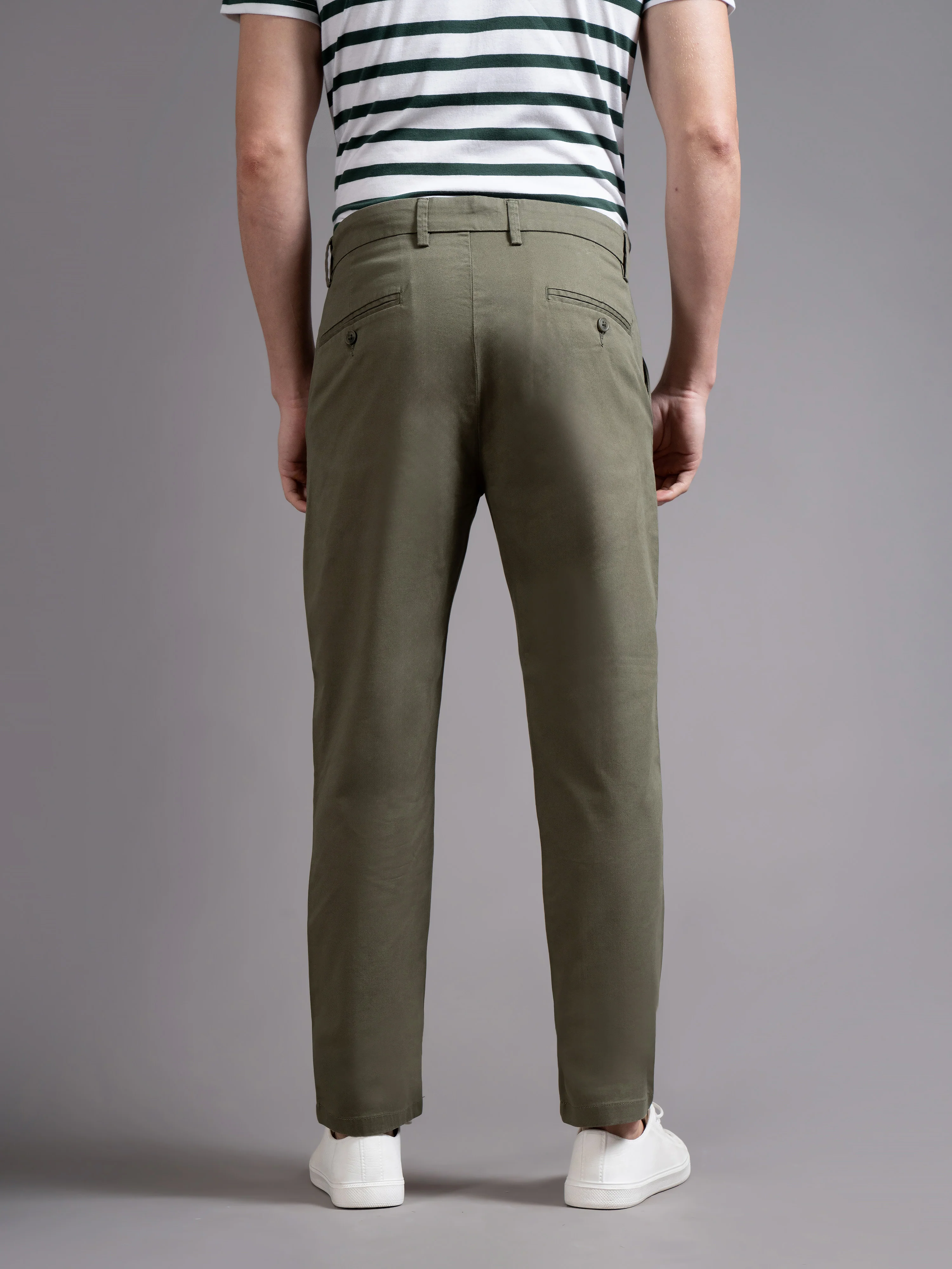 Men Green Smart Slim Fit Chinos - Image 4