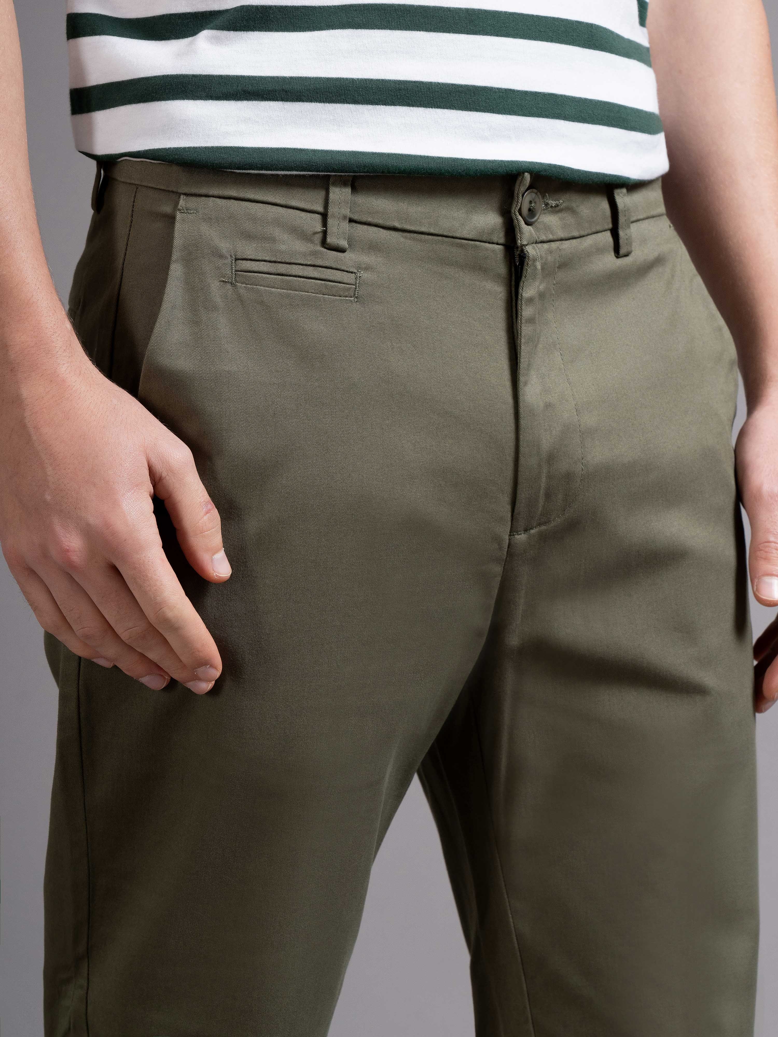 Men Green Smart Slim Fit Chinos - Image 6