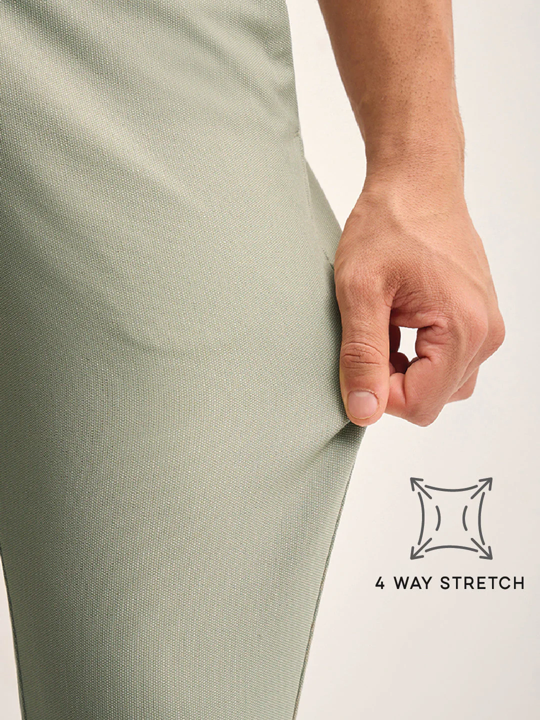 Men Green Solid 4 Way Stretch Formal Trouser - Image 5