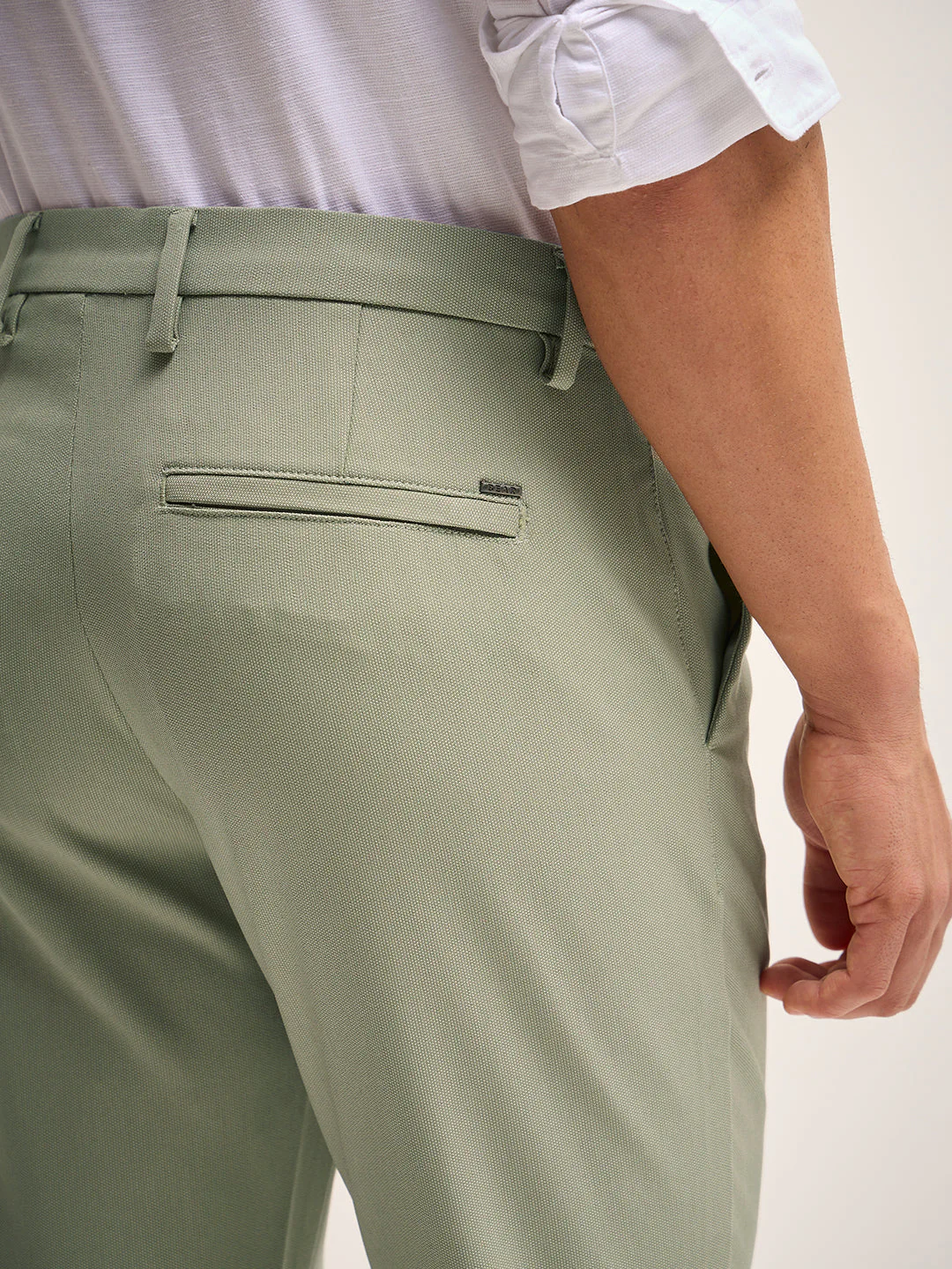 Men Green Solid 4 Way Stretch Formal Trouser - Image 7