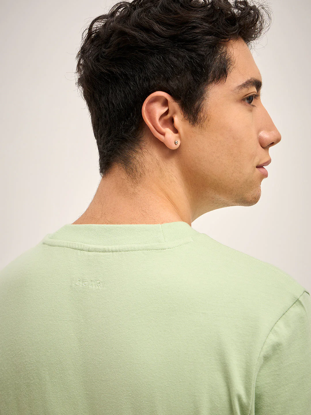 Men Green Solid Crew Neck Regular Fit T-Shirt - Image 6