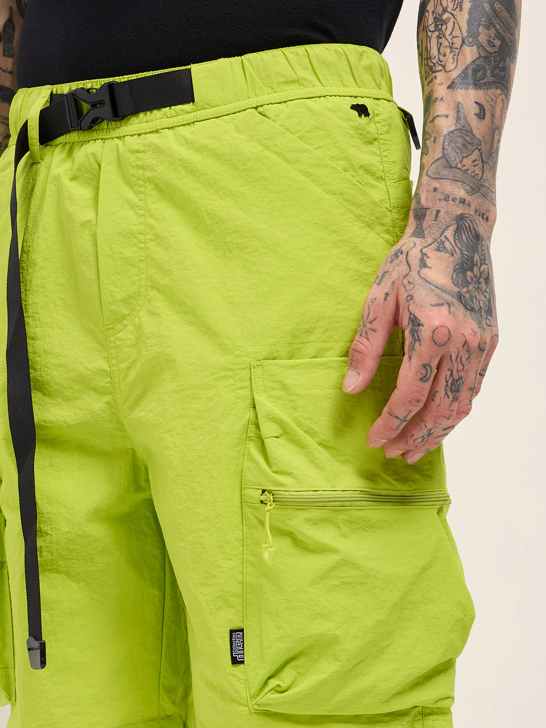 Men Green Solid Polyester Cargo Shorts - Image 5
