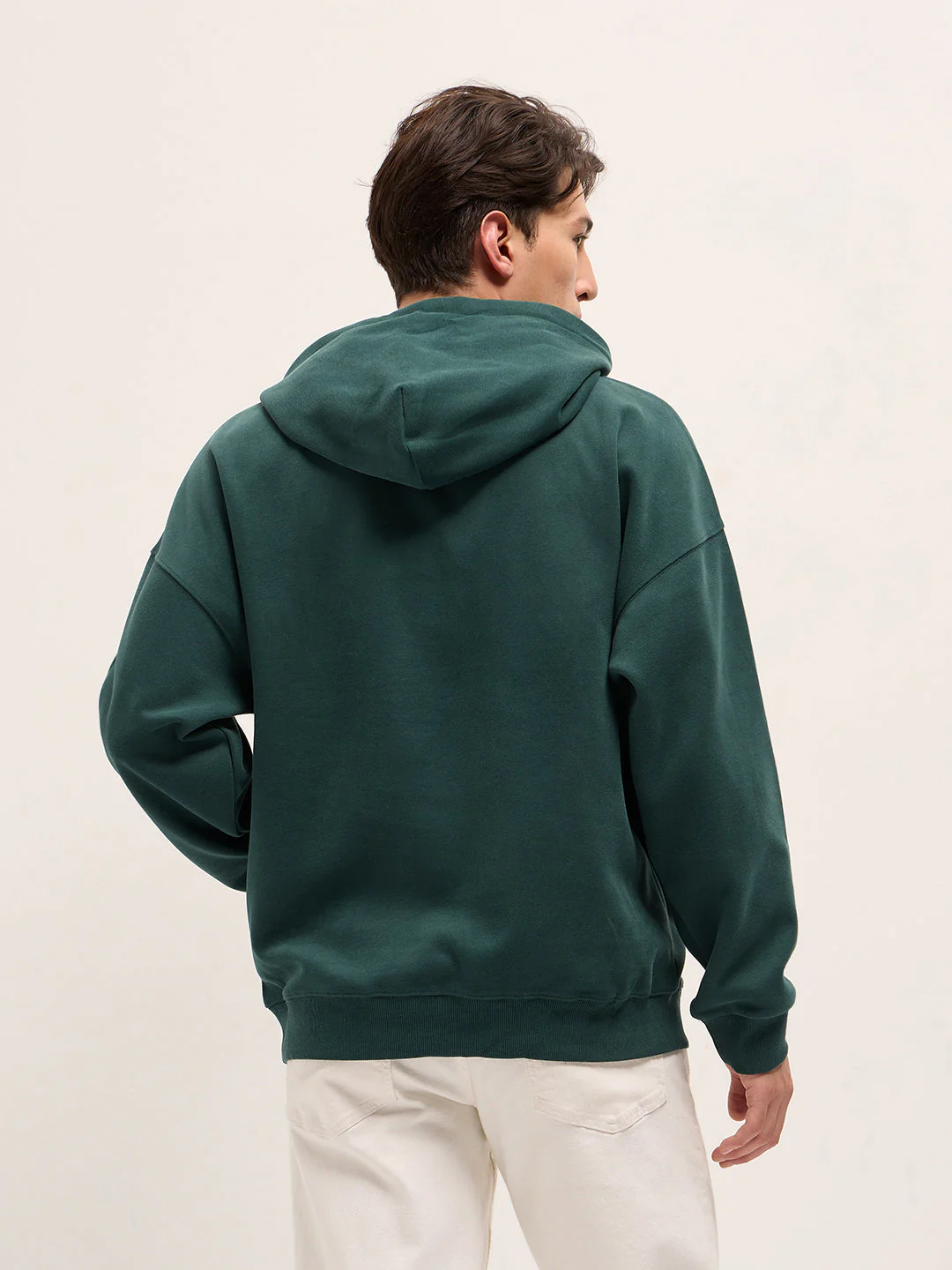 Men Green Solid Relax Fit Hoodie - Image 2
