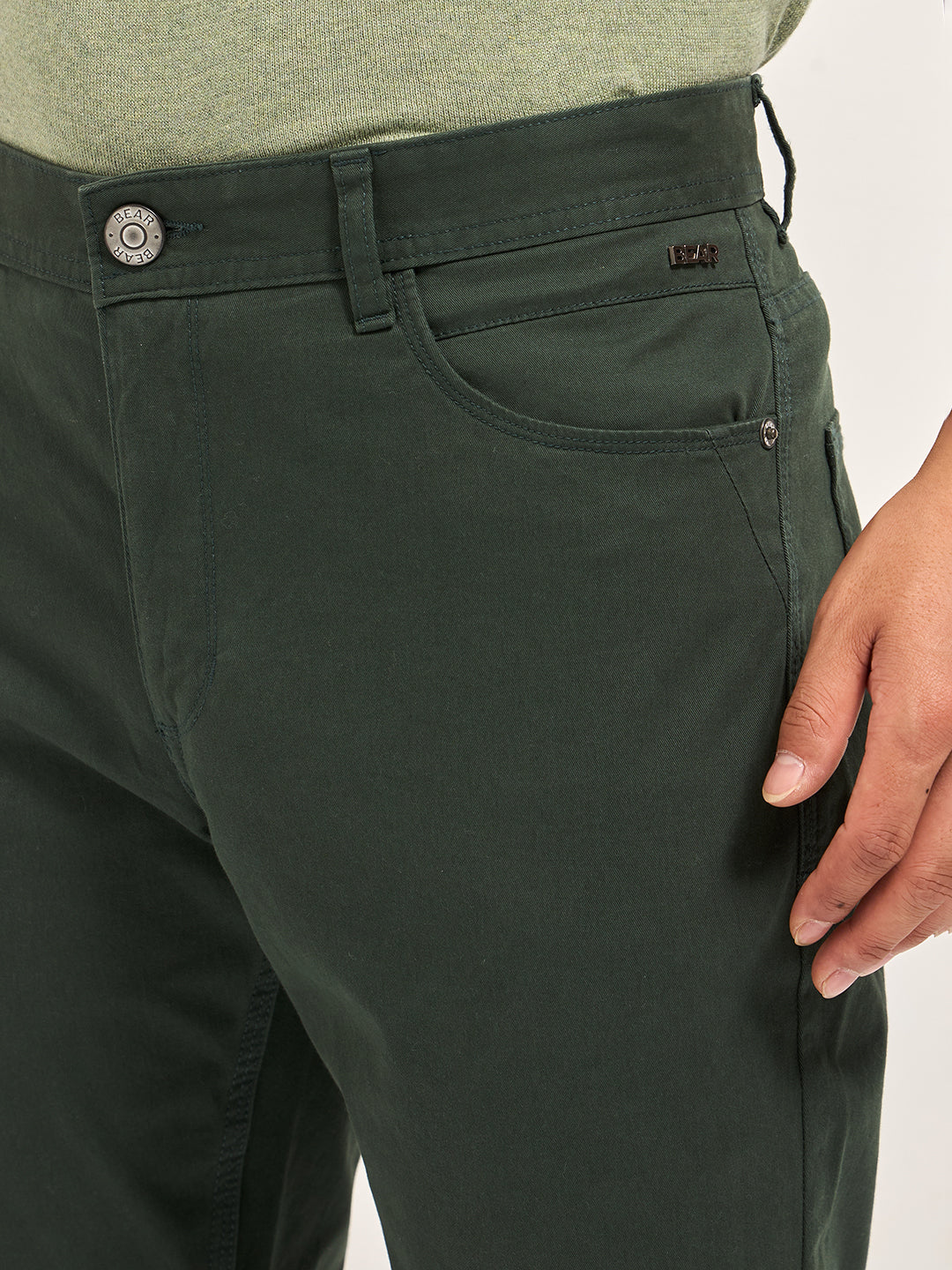 Men Green Solid Slim Fit Casual Chino Trouser - Image 5