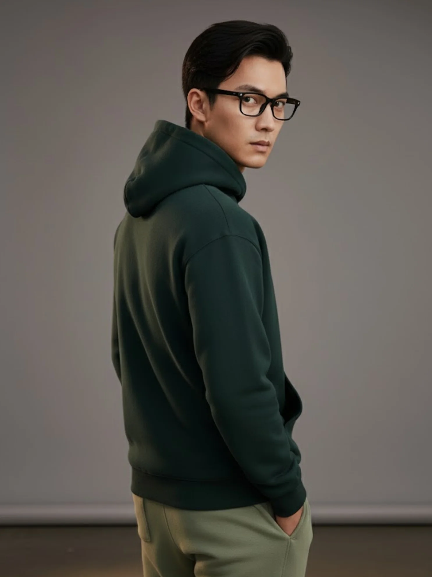 Men Green Solid Sweatshirt - Image 2