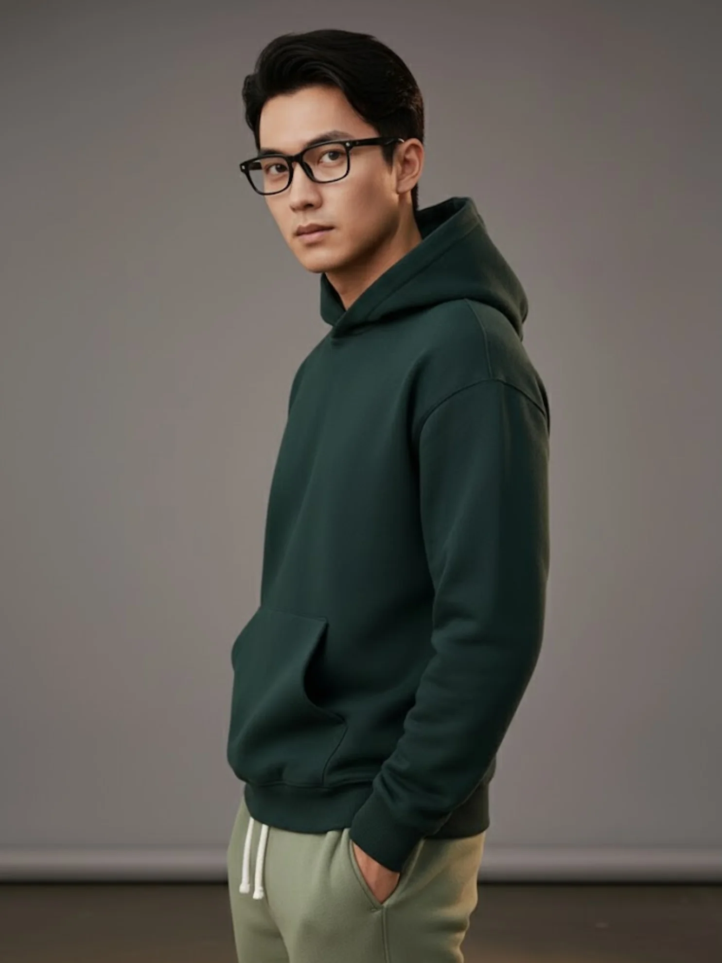 Men Green Solid Sweatshirt - Image 3