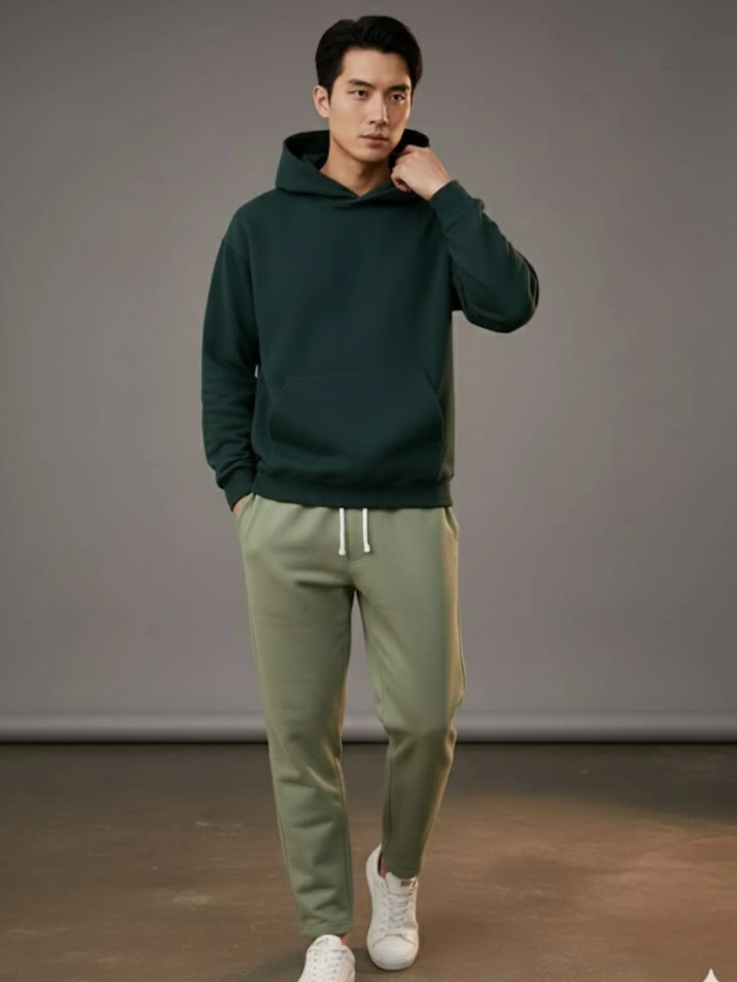 Men Green Solid Sweatshirt - Image 4