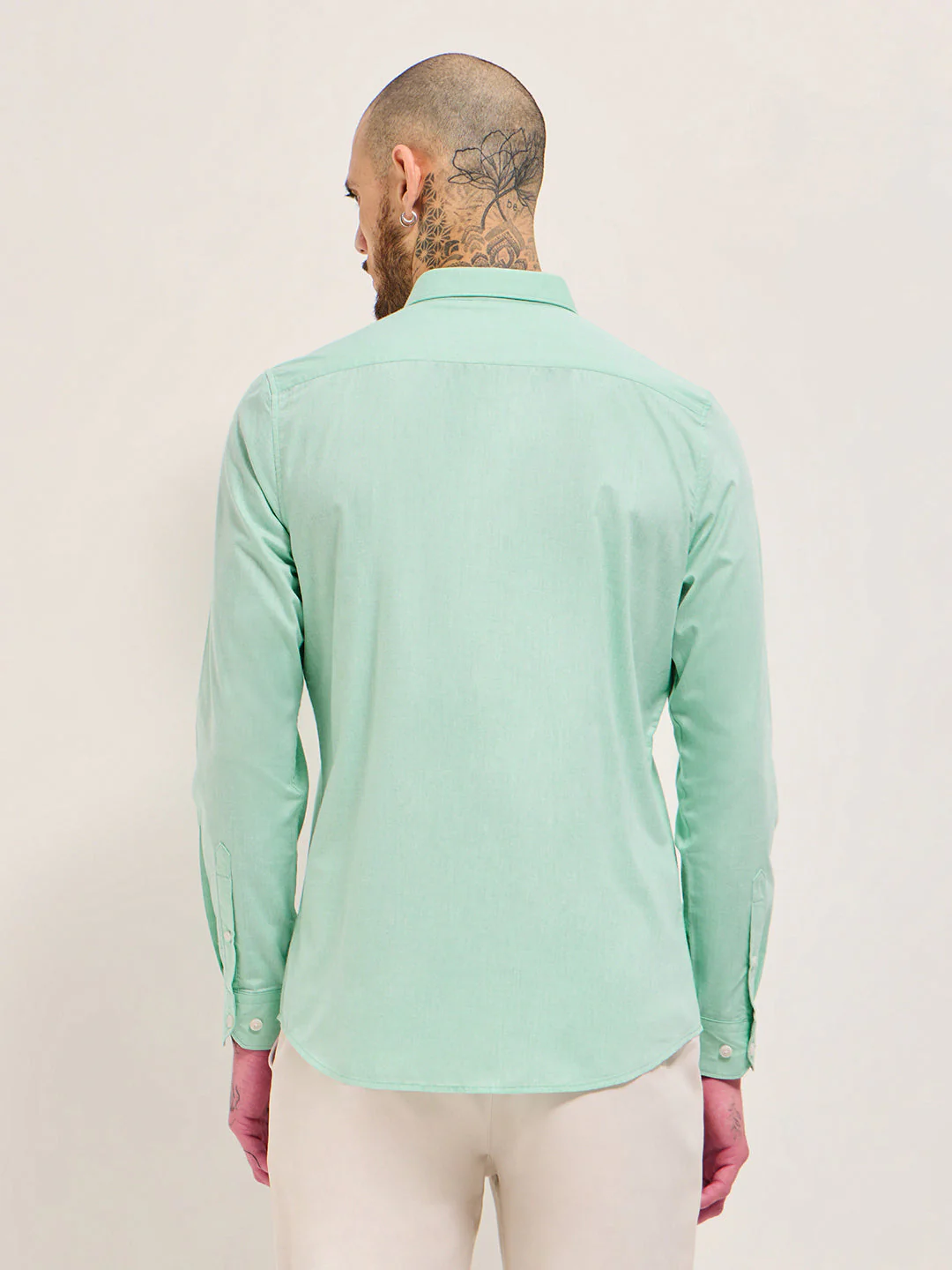 Men Green Solid Tailored Fit Polyester Blend Formal Shirt - Image 2