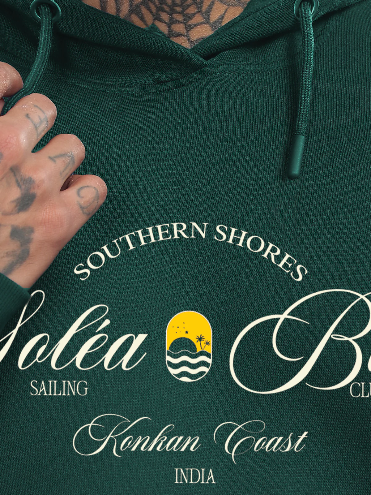 Men Green Printed Hoodie - Image 2