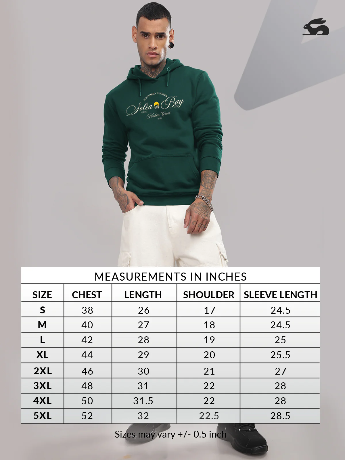 Men Green Printed Hoodie - Image 4
