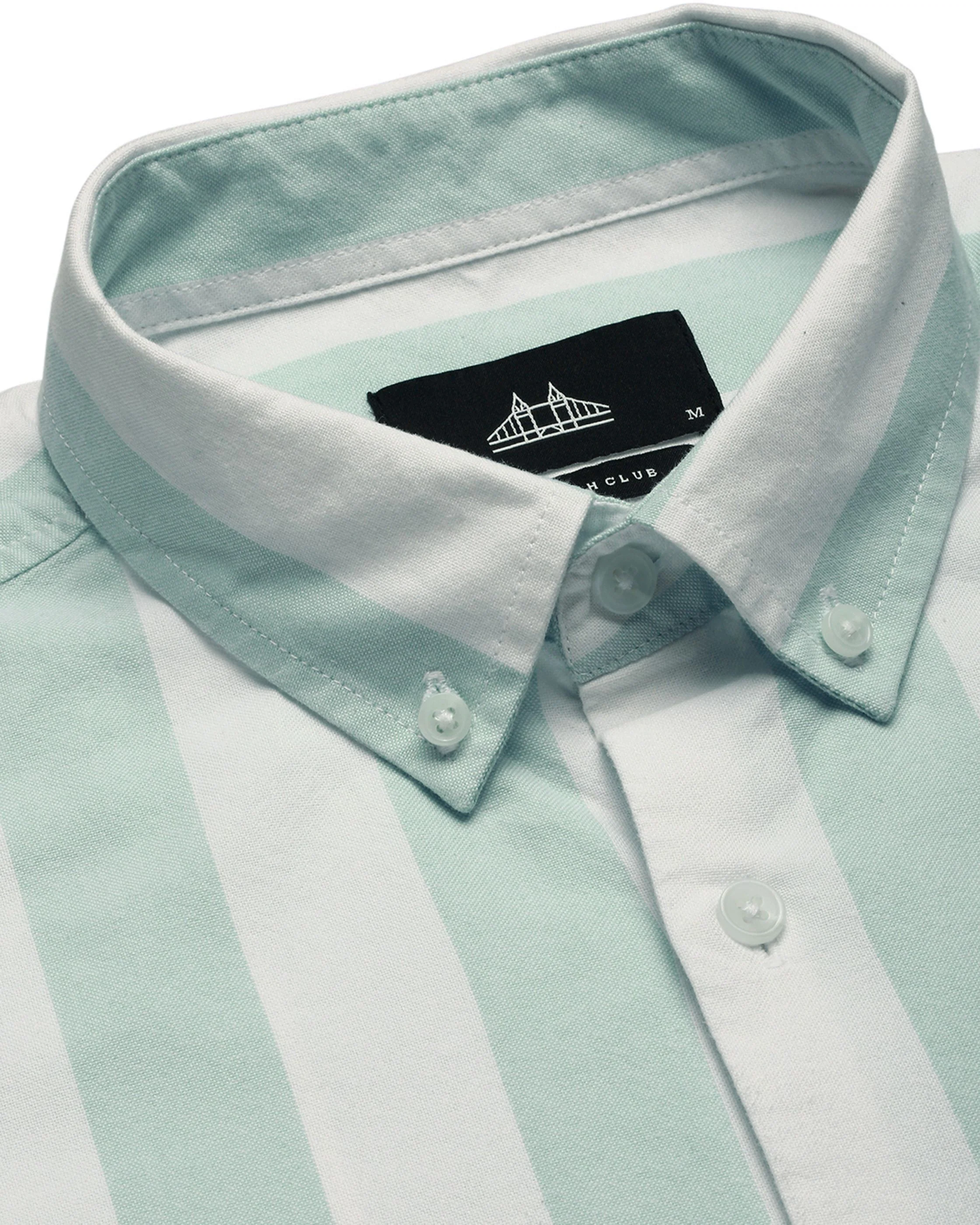 Men Green Striped Shirt - Image 8