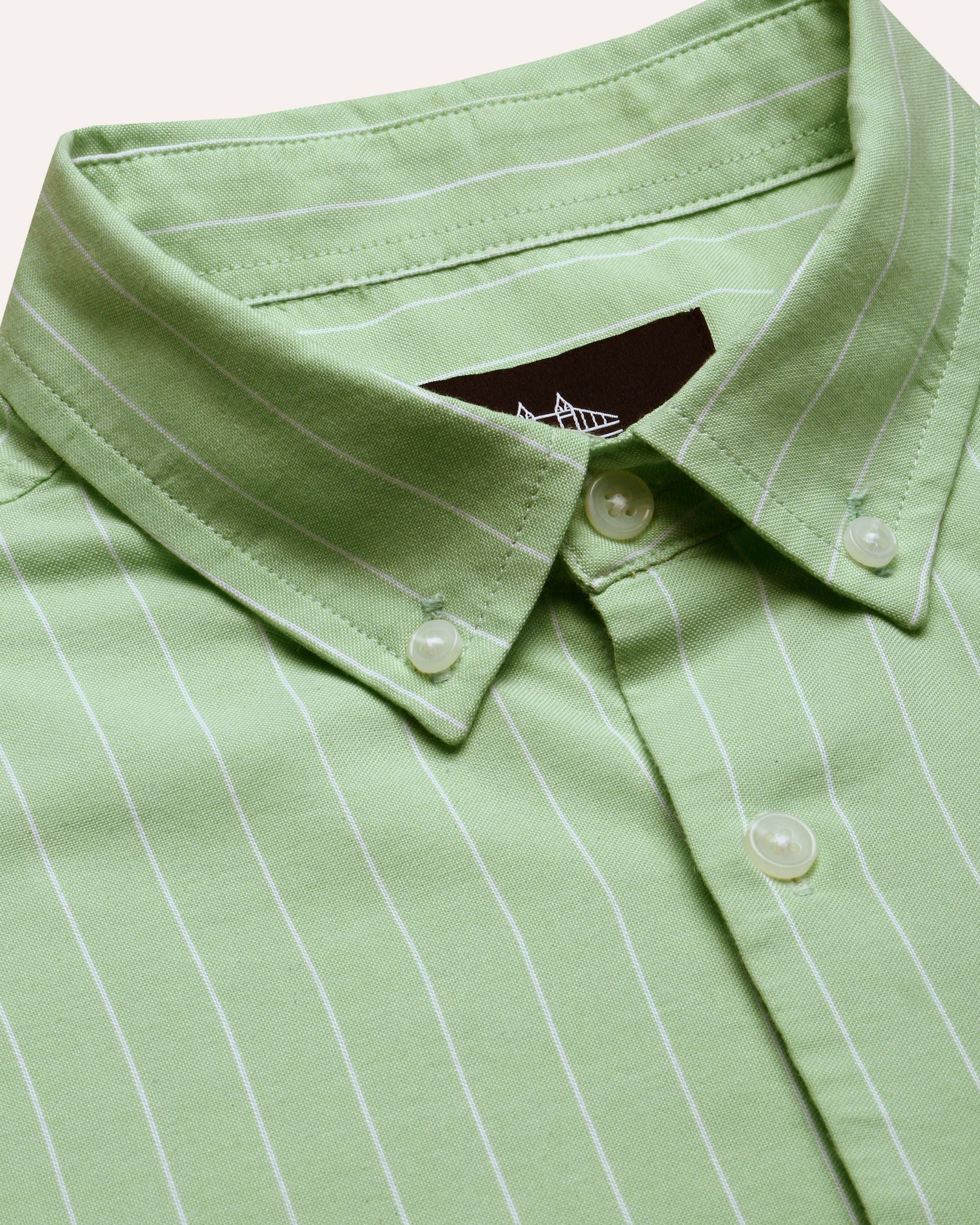 Men Green Striped Shirt - Image 7