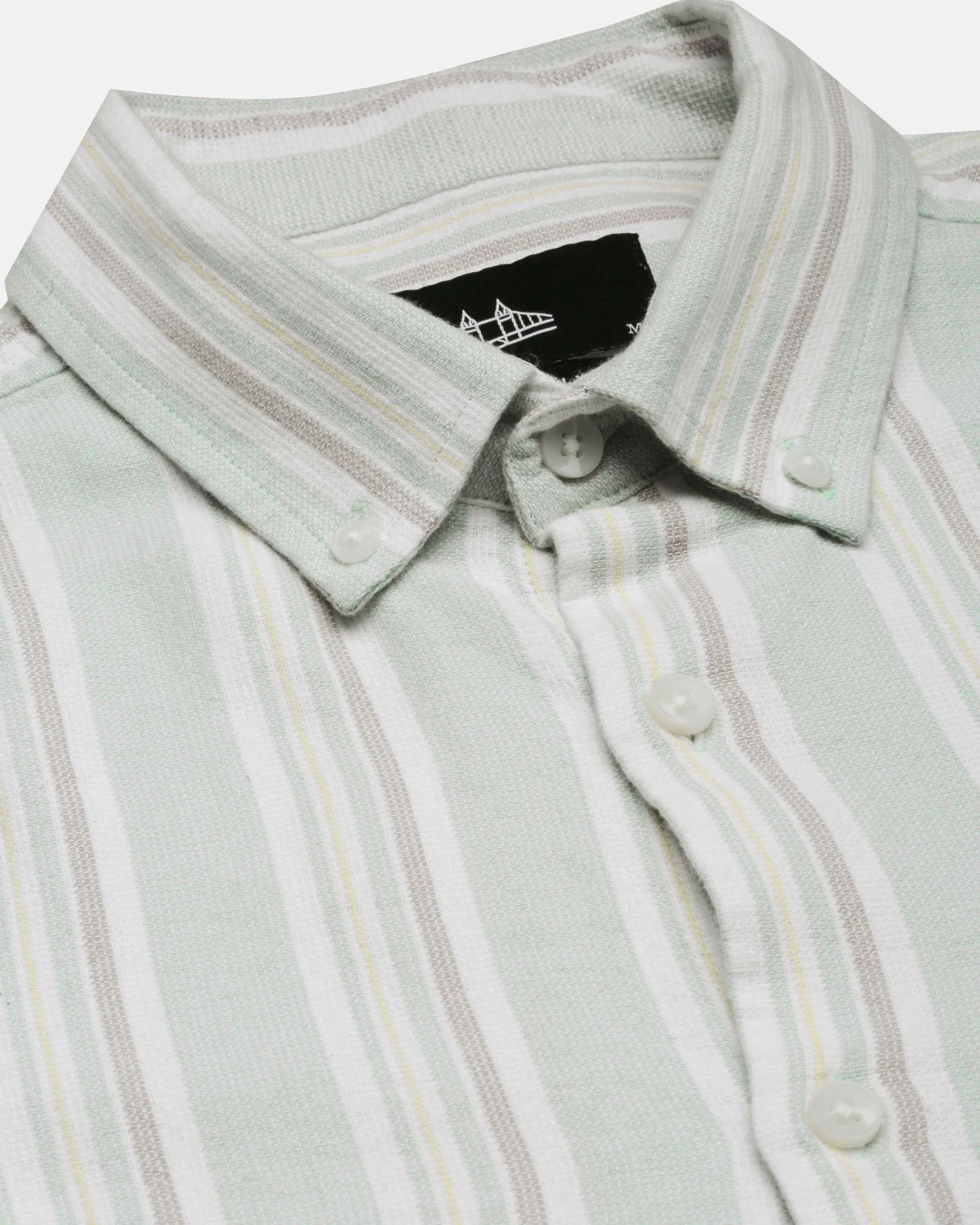 Men Green Striped Shirt - Image 8