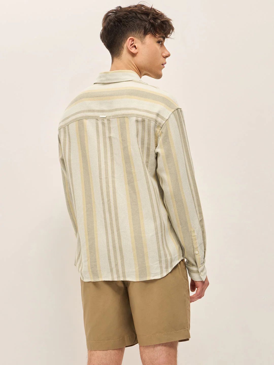 Men Green Stripes Slim Fit Casual Shirt - Image 2