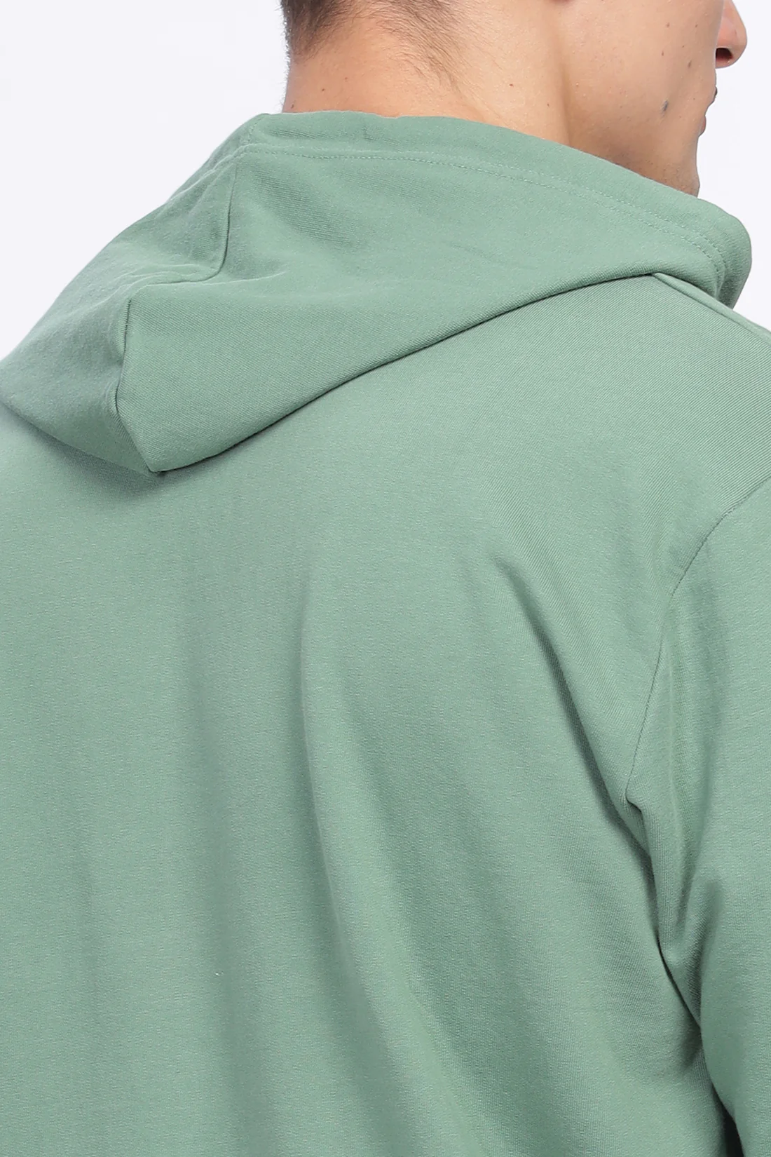 Men Green Sweatshirt With Zipper Hoodies - Image 3