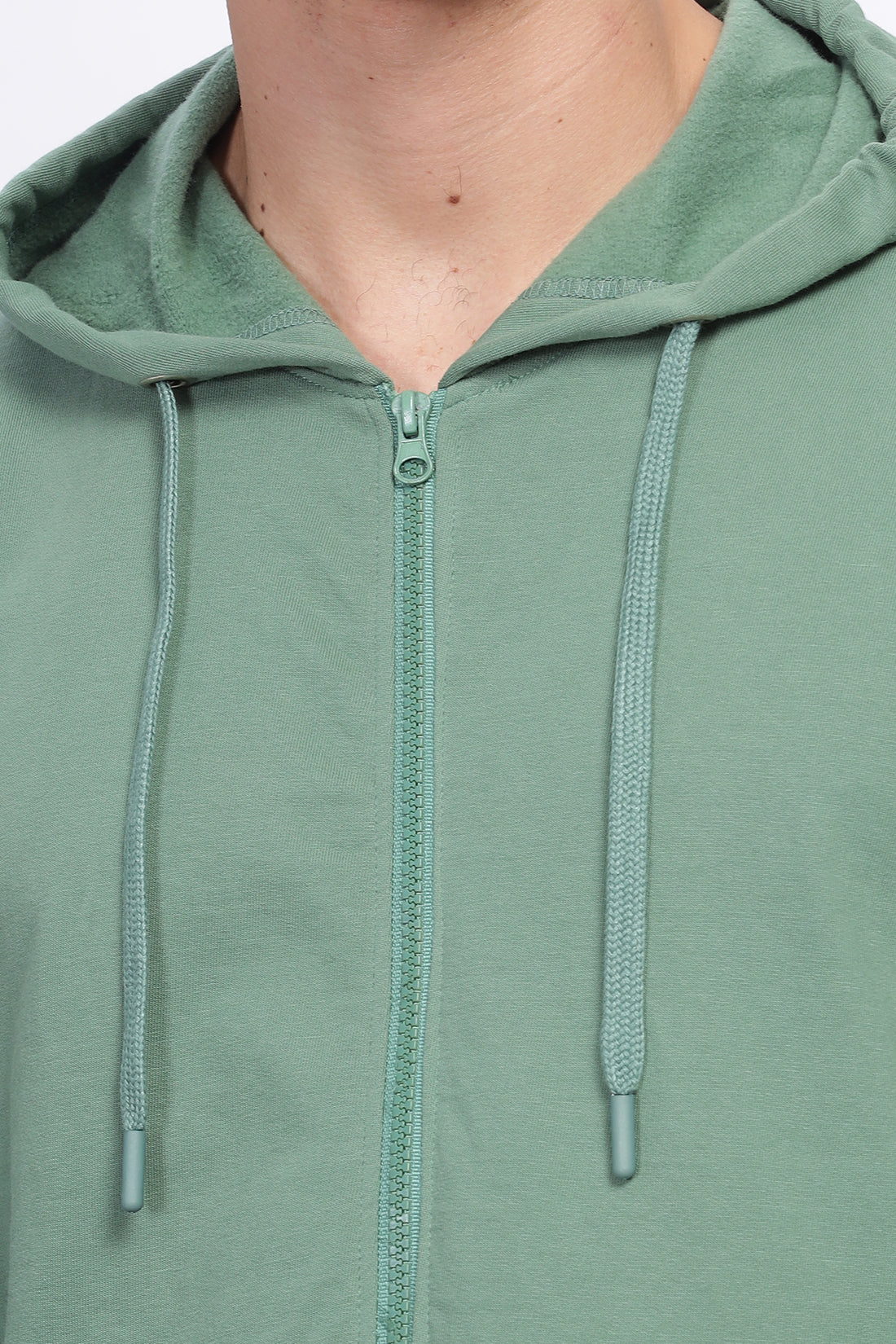 Men Green Sweatshirt With Zipper Hoodies - Image 6