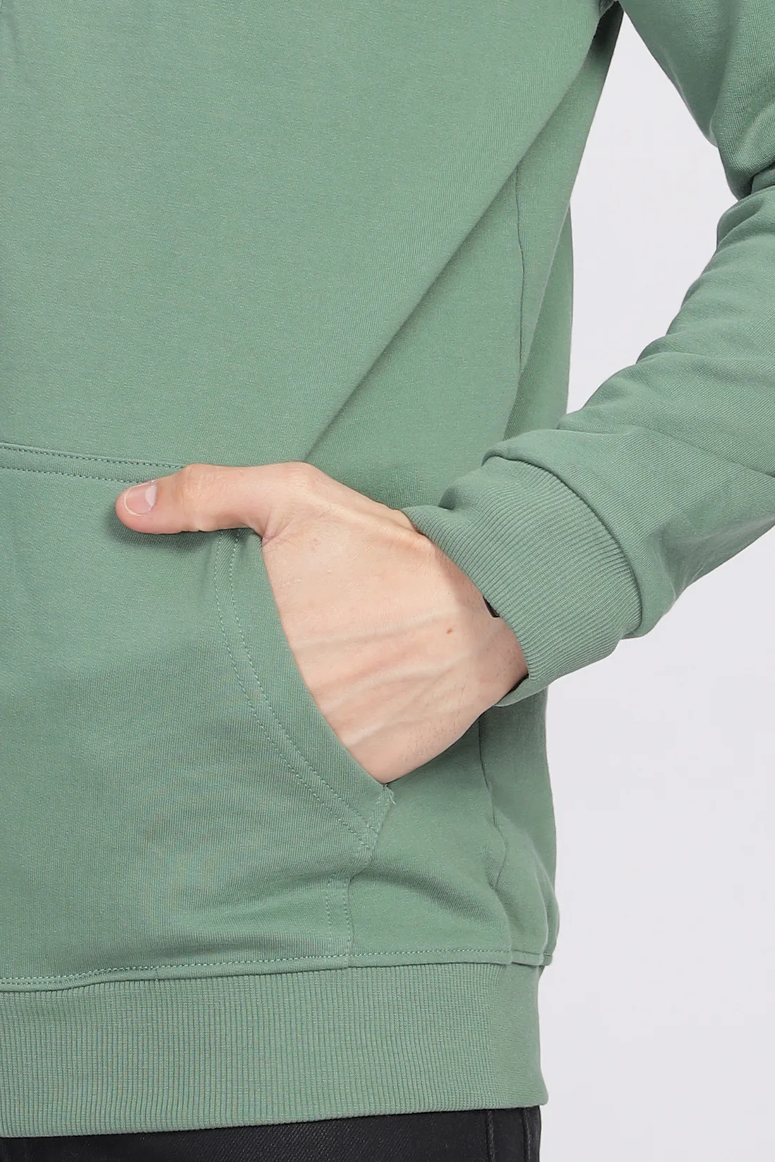 Men Green Sweatshirt With Zipper Hoodies - Image 7