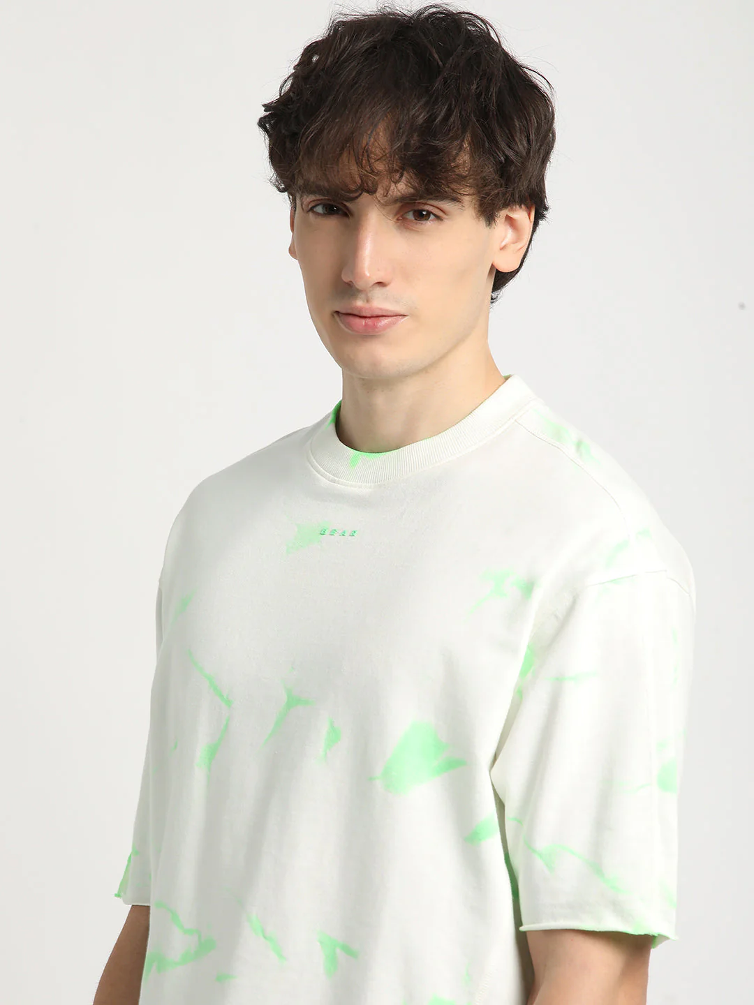 Men Green Tie and Dye Oversized Fit Round Neck T-shirt - Image 6