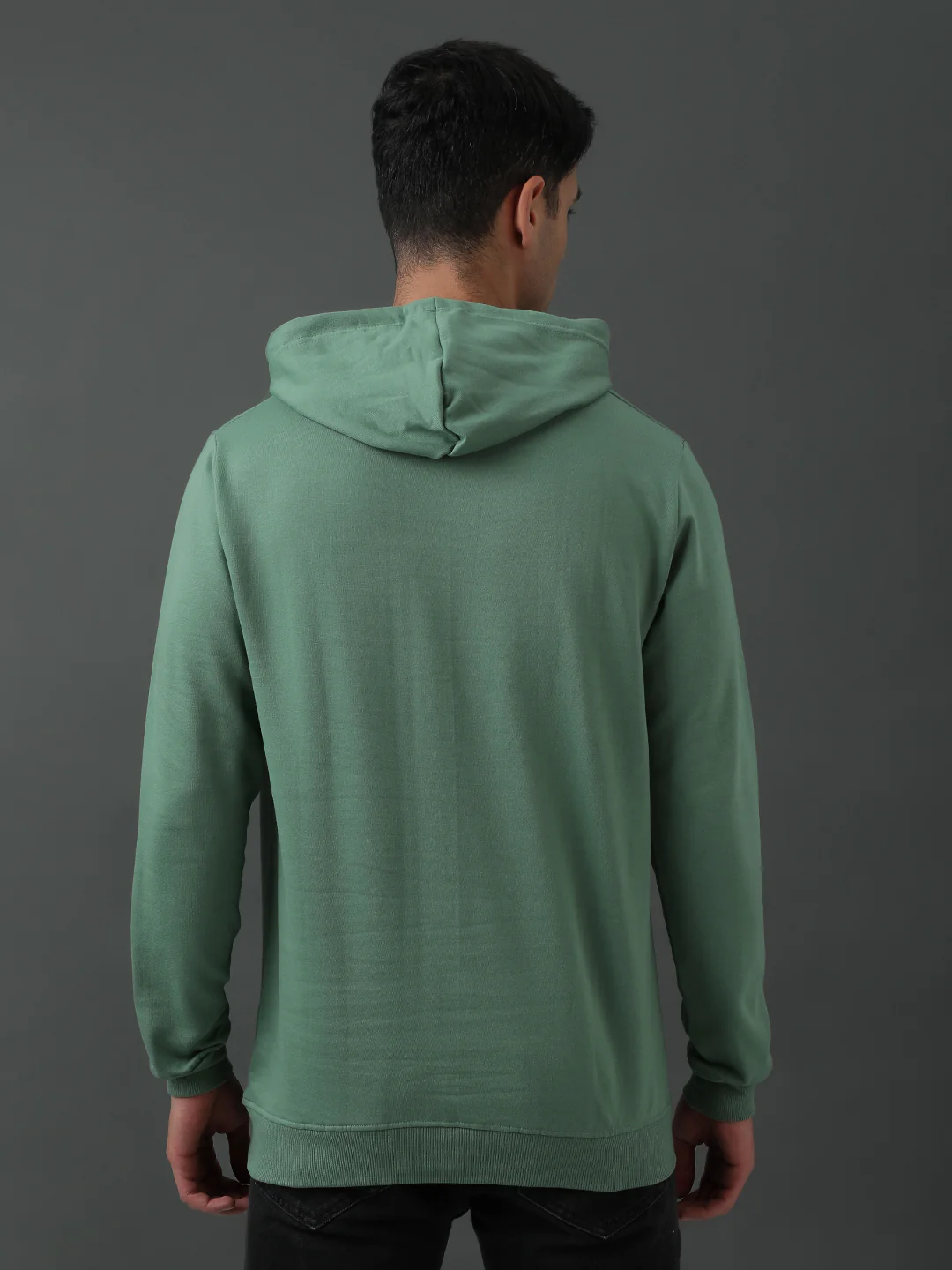 Men Green Printed Hoodie - Image 2
