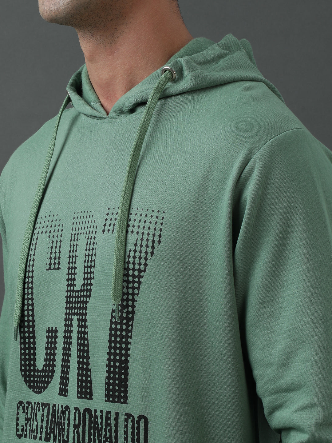 Men Green Printed Hoodie - Image 4