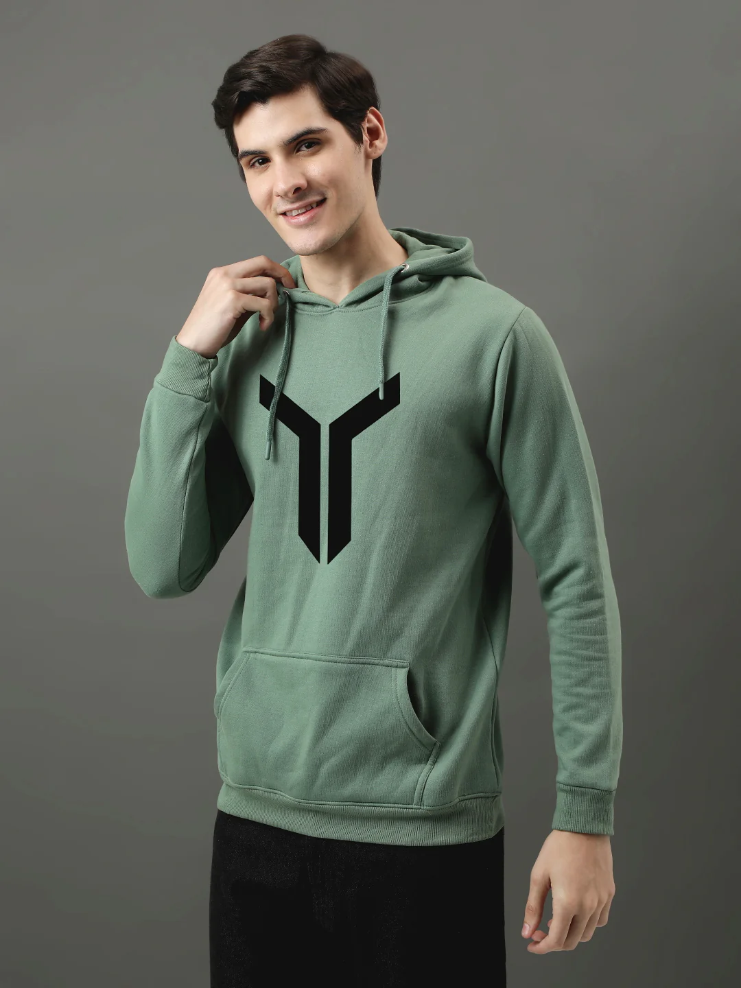 Men Green Printed Hoodie - Image 3