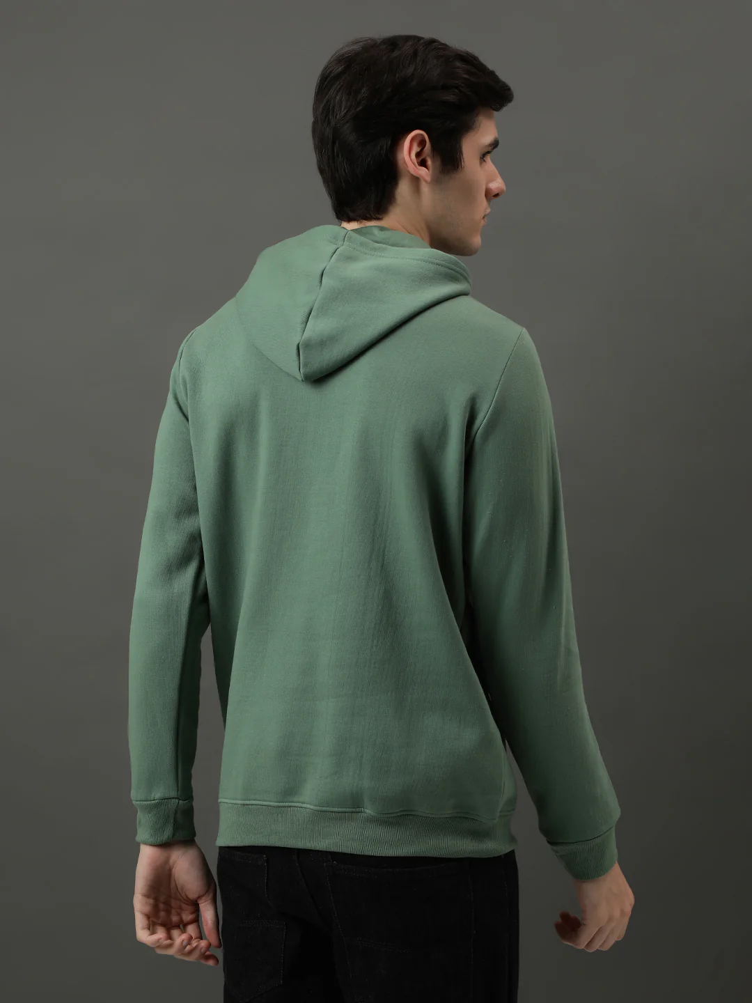 Men Green Printed Hoodie - Image 2