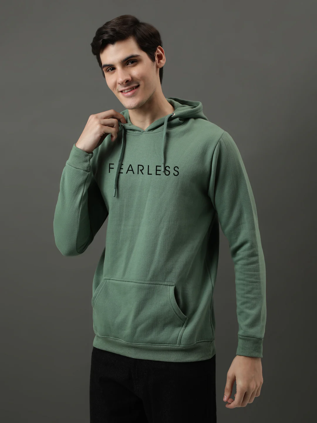 Men Green Printed Hoodie - Image 3