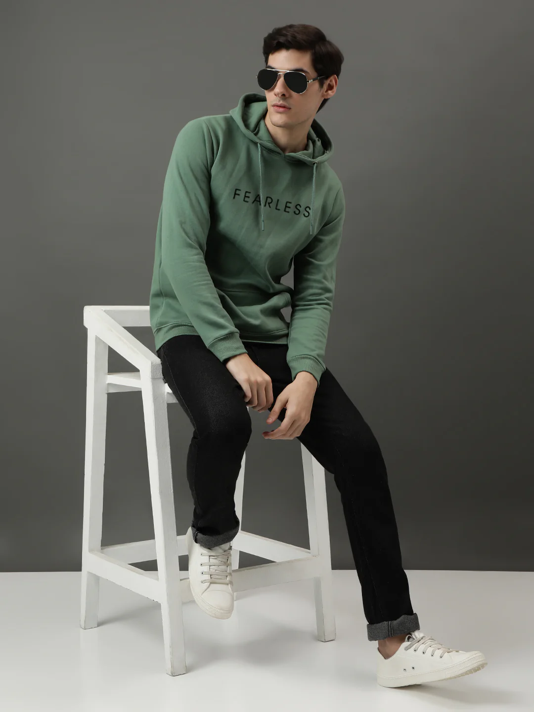 Men Green Printed Hoodie - Image 4