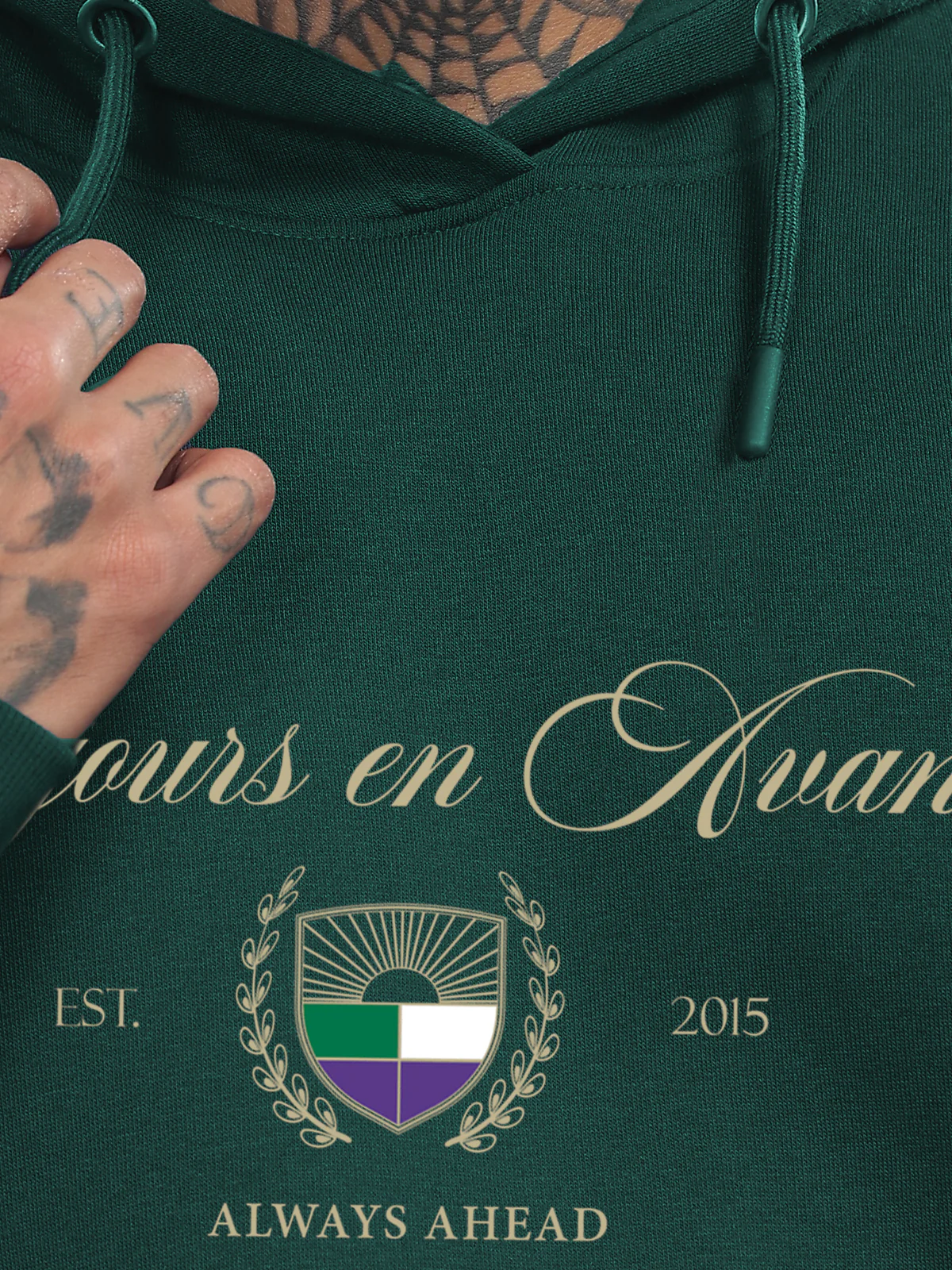 Men Green Printed Hoodie - Image 2