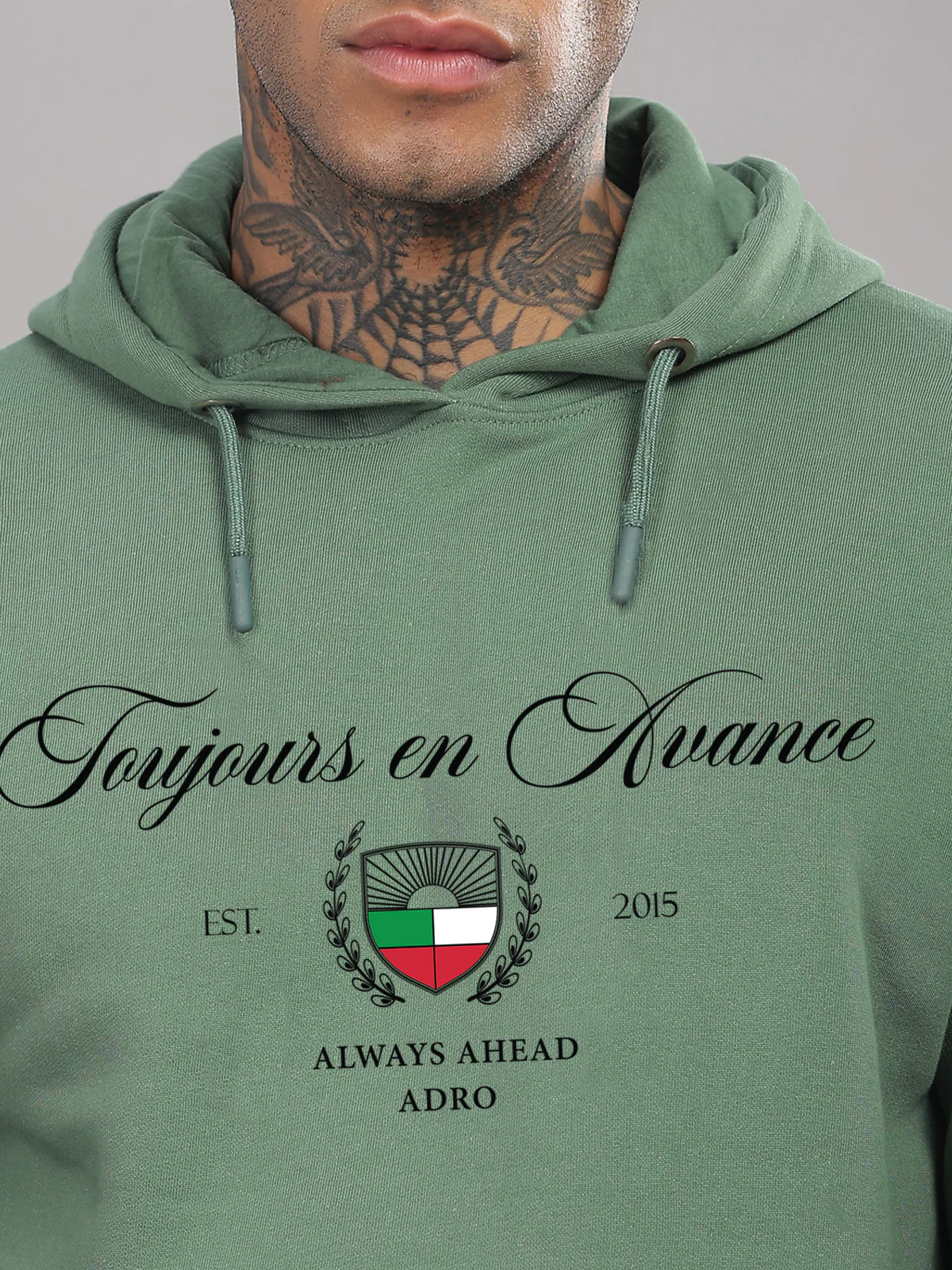 Men Green Printed Hoodie - Image 3