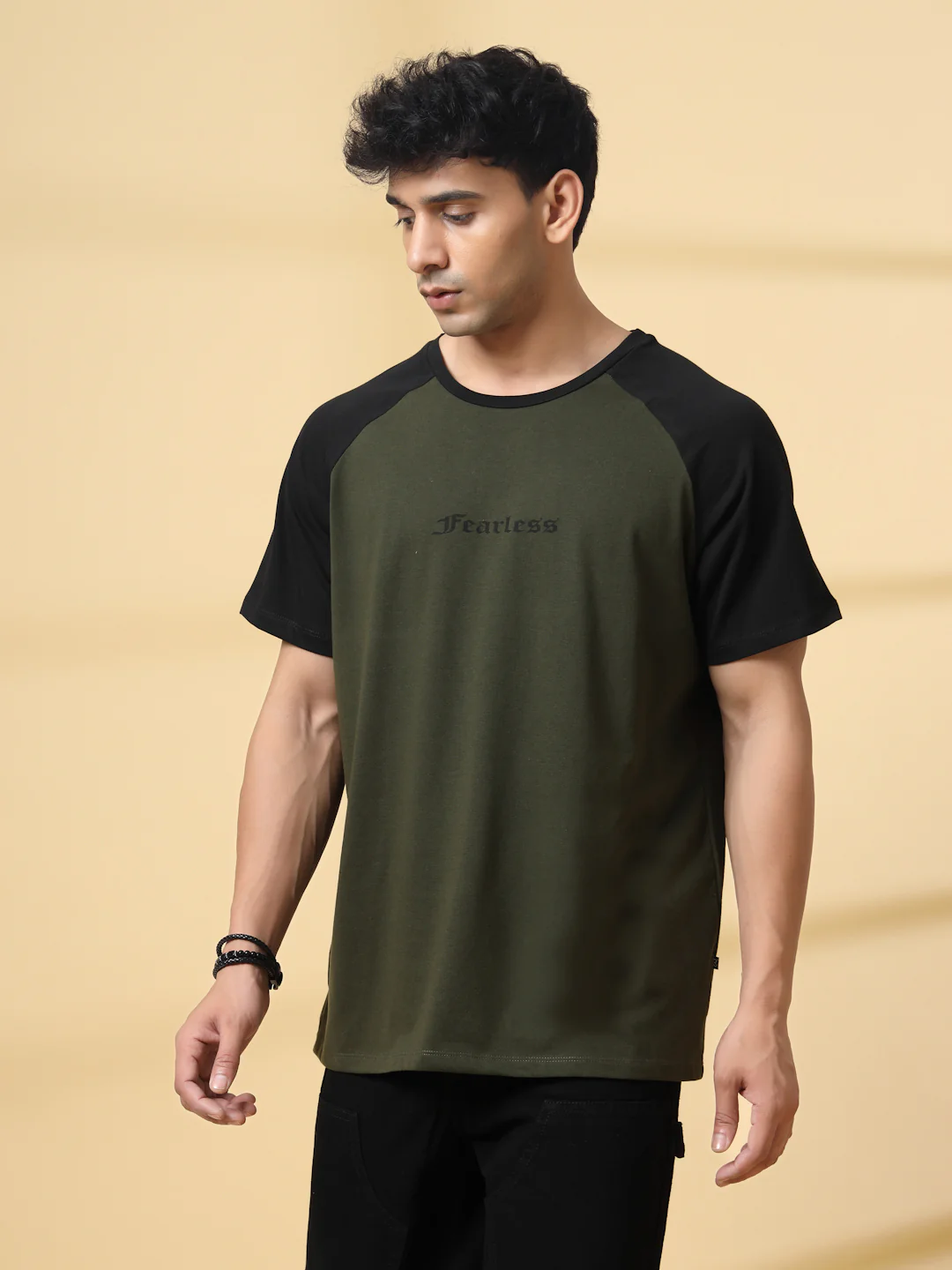 Men Green Typography Oversized T-Shirt - Image 3
