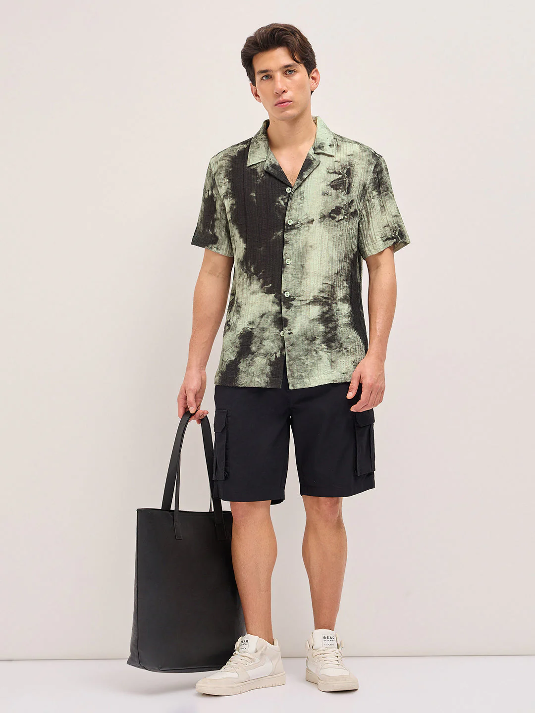Men Green Viscose Abstract print Relaxed Fit Cuban Collar Shirt - Image 4