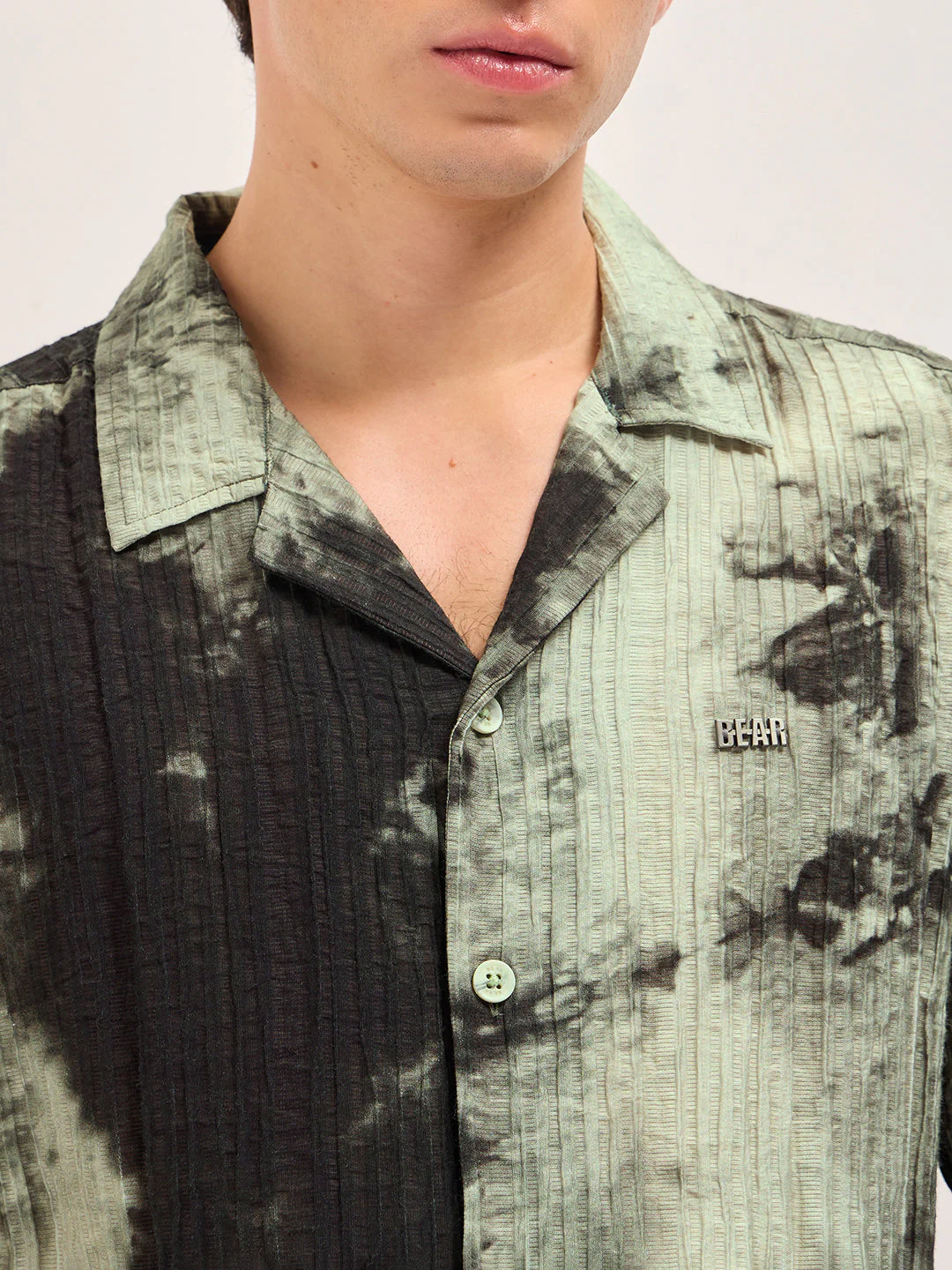 Men Green Viscose Abstract print Relaxed Fit Cuban Collar Shirt - Image 5