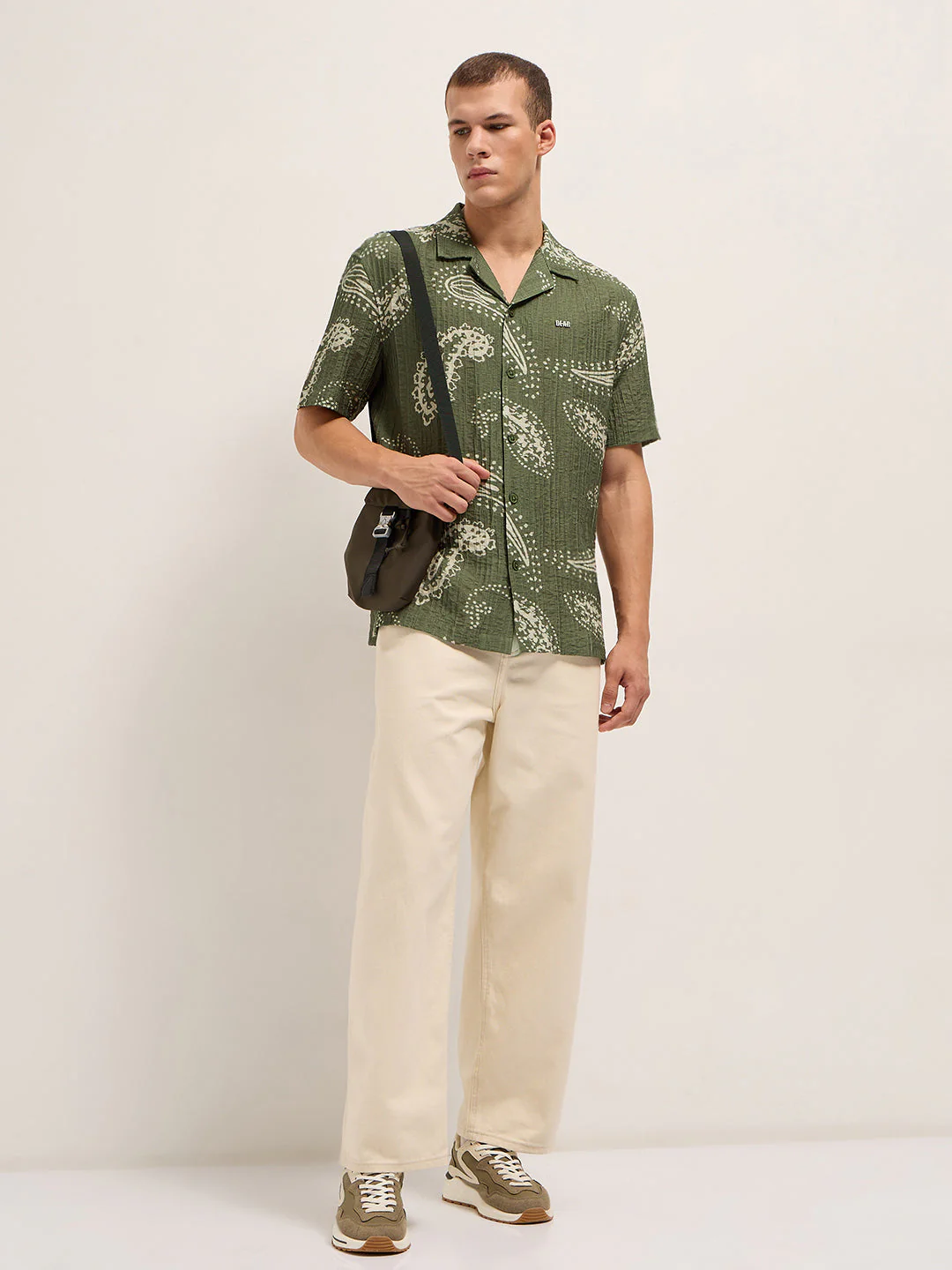 Men Green Viscose Paisley Print Relaxed Fit Cuban Collar Shirt - Image 4