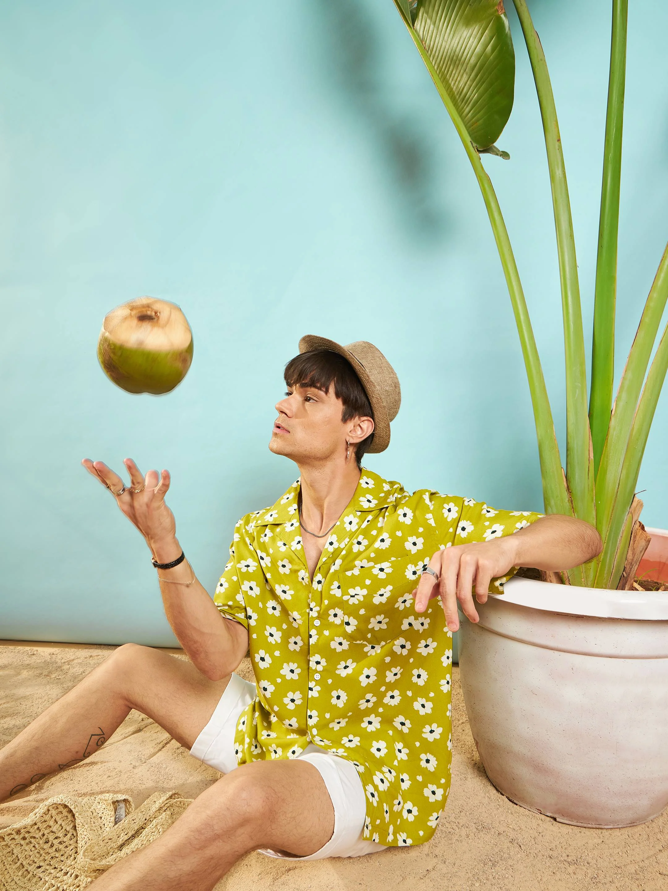 Men Green & White Floral Relax Fit Shirt - Image 6