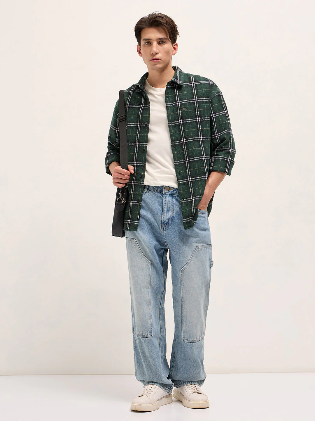 Men Green Woven Checked Design Relax Fit Casual Shirt - Image 4