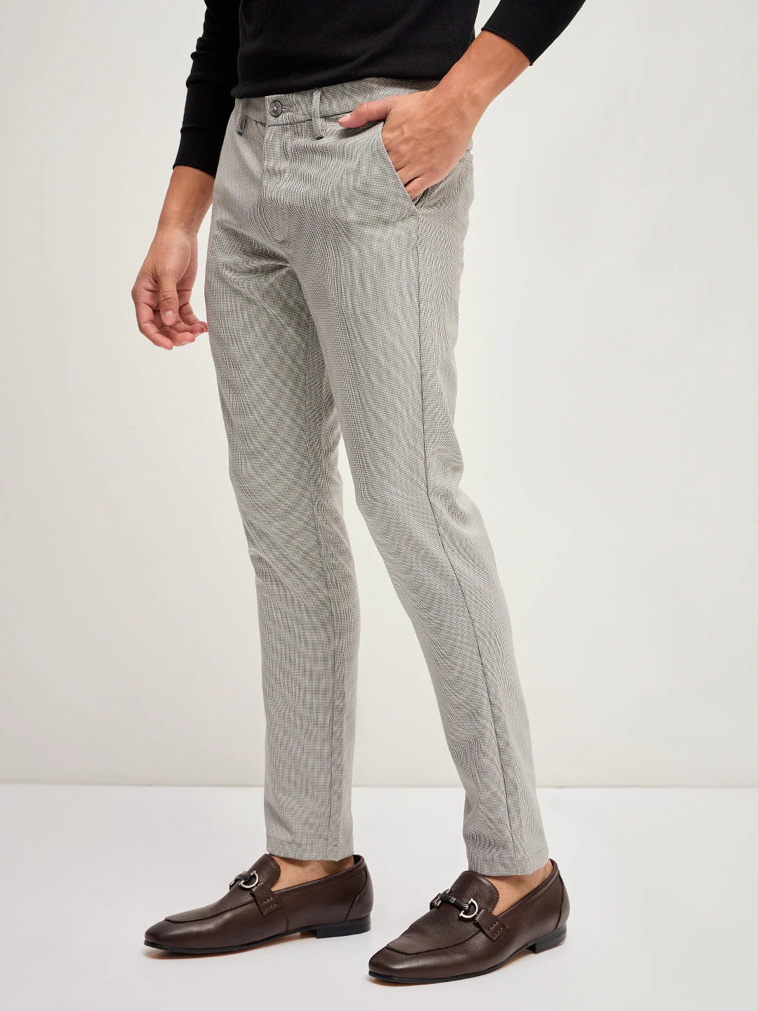 Men Grey 4 Way Stretch Formal Trouser - Image 3