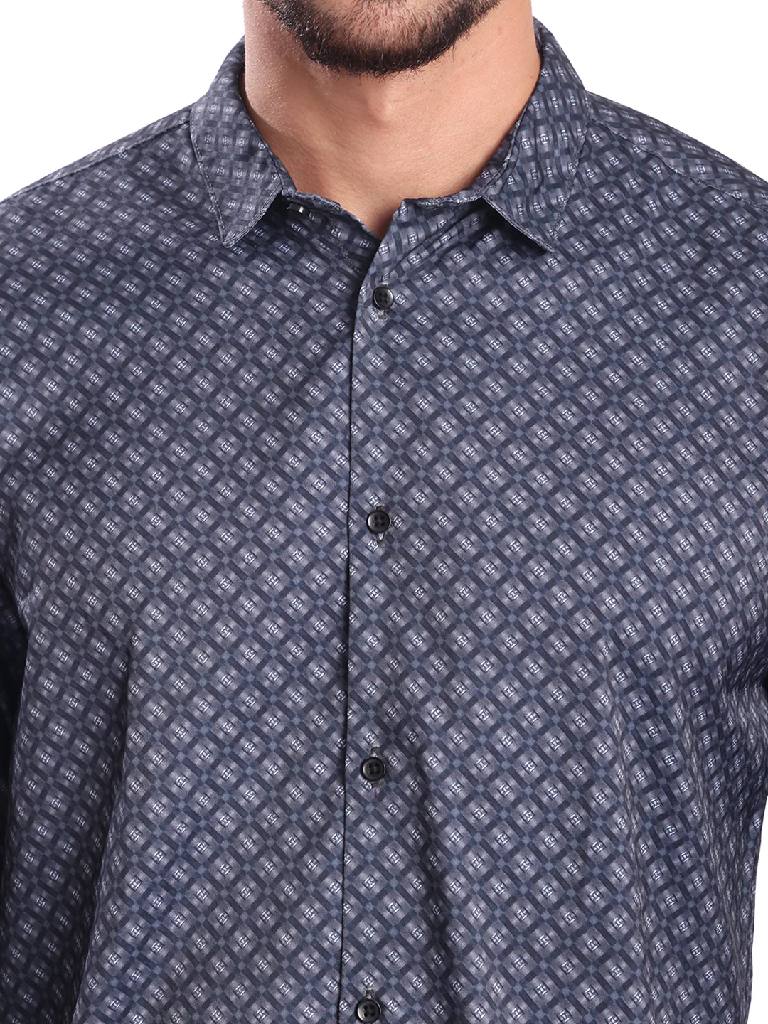 Men Grey Abrstact Print Casual Shirt - Image 5