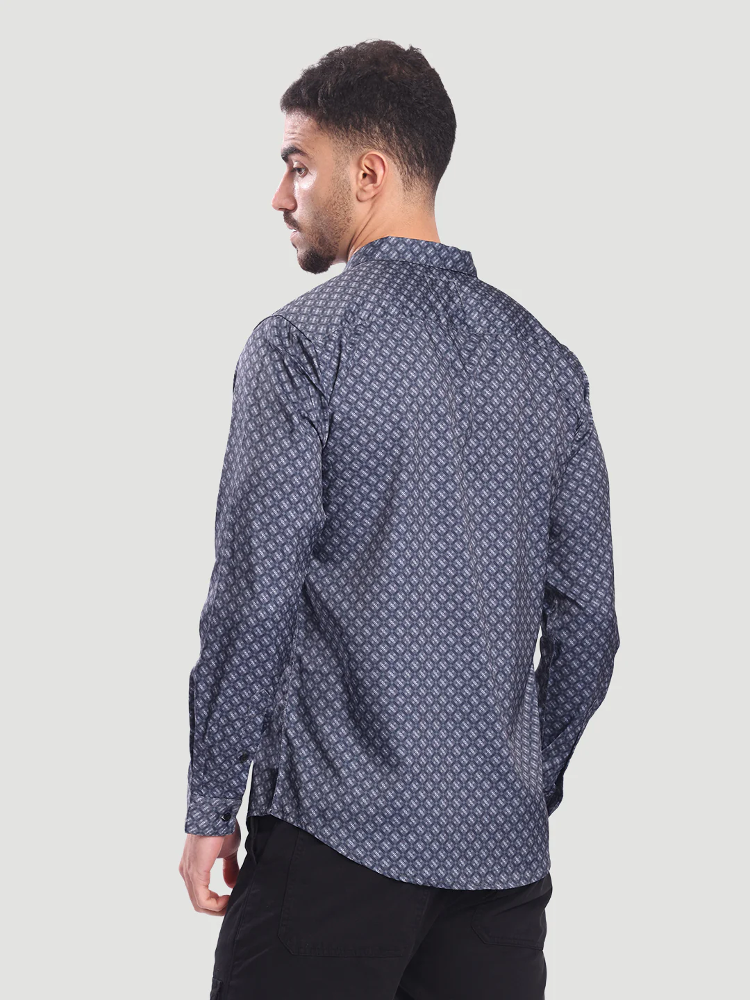 Men Grey Abrstact Print Casual Shirt - Image 6