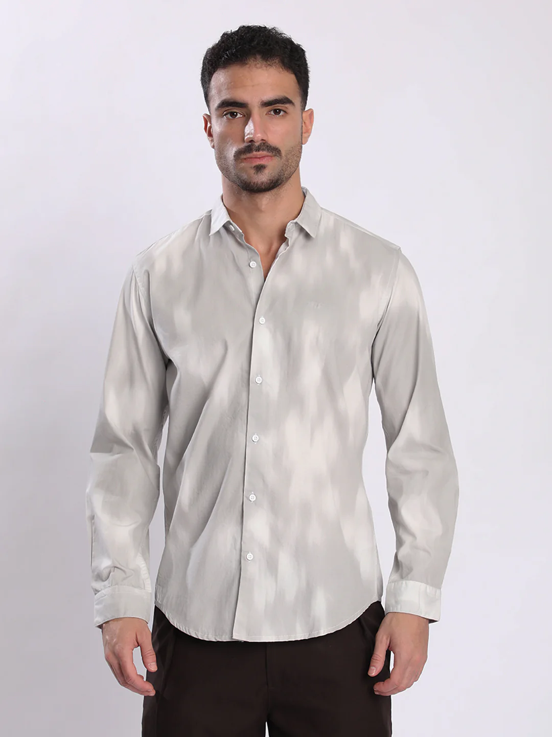 Men Grey Abstract Printed Shirt - Image 2