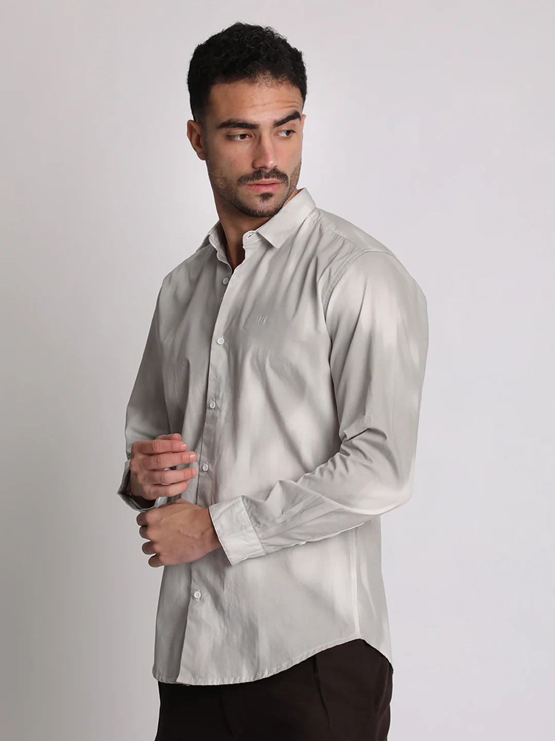 Men Grey Abstract Printed Shirt - Image 3