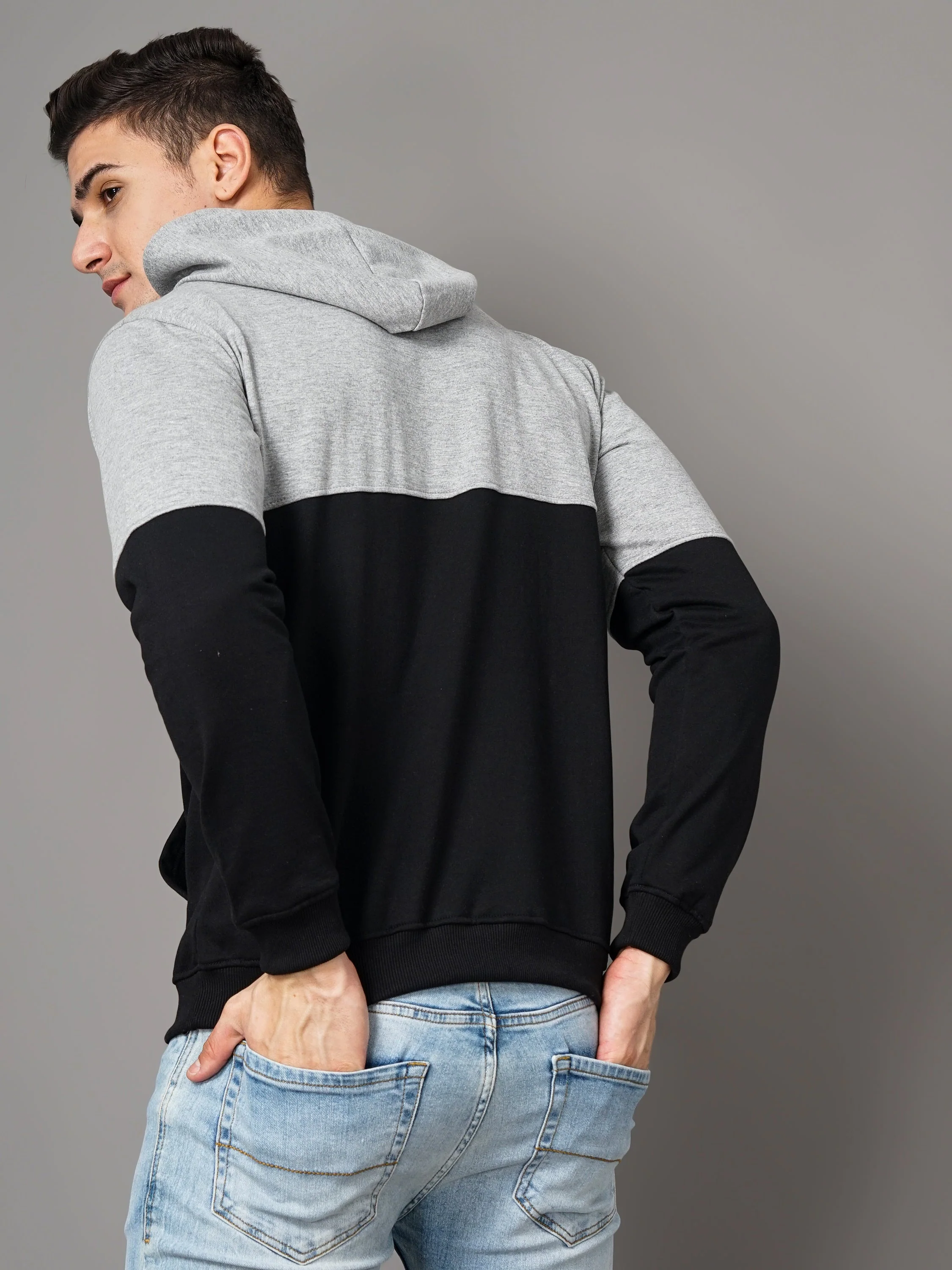 Men Grey and Black Meld Hoodie - Image 2