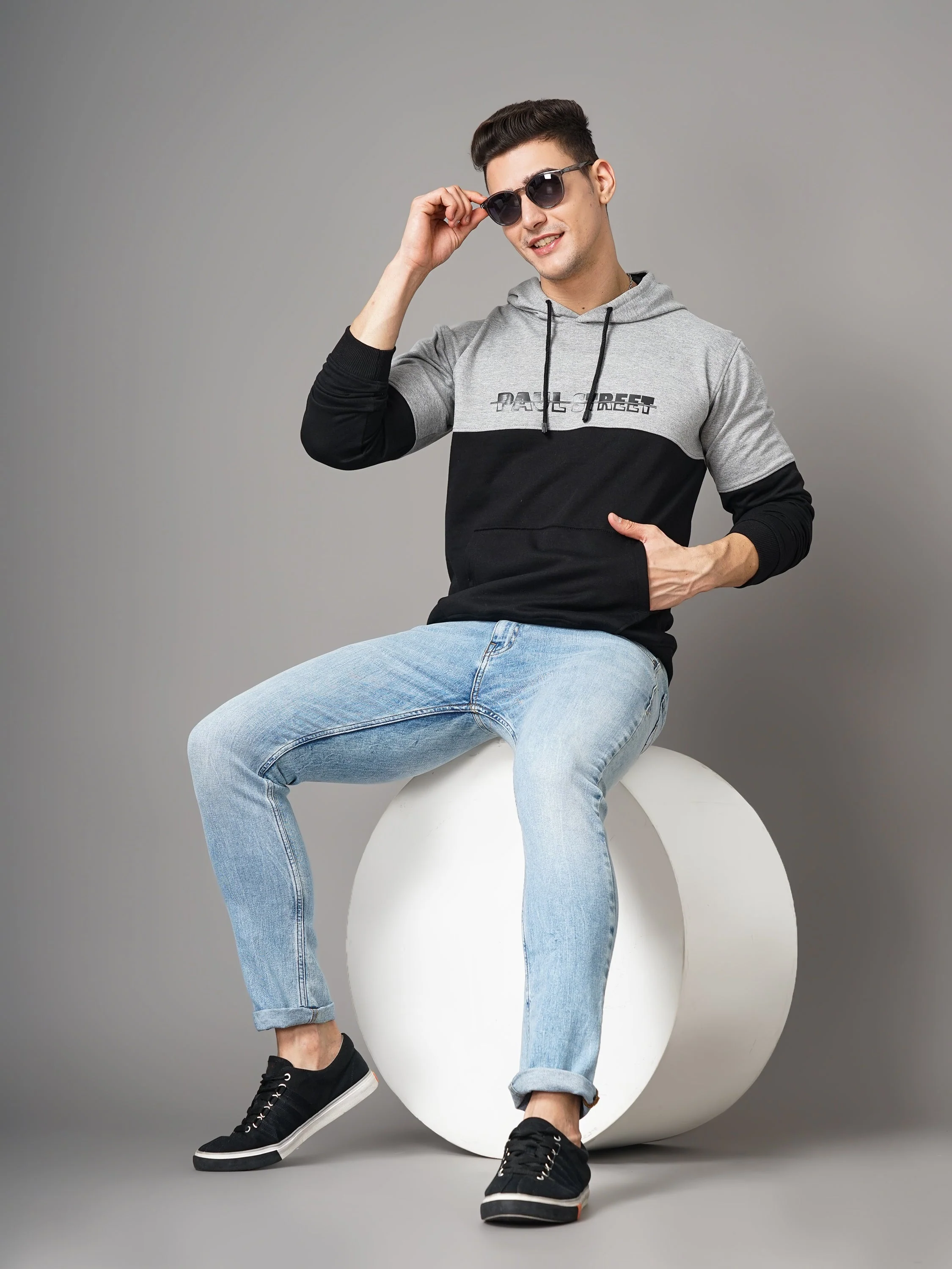 Men Grey and Black Meld Hoodie - Image 5