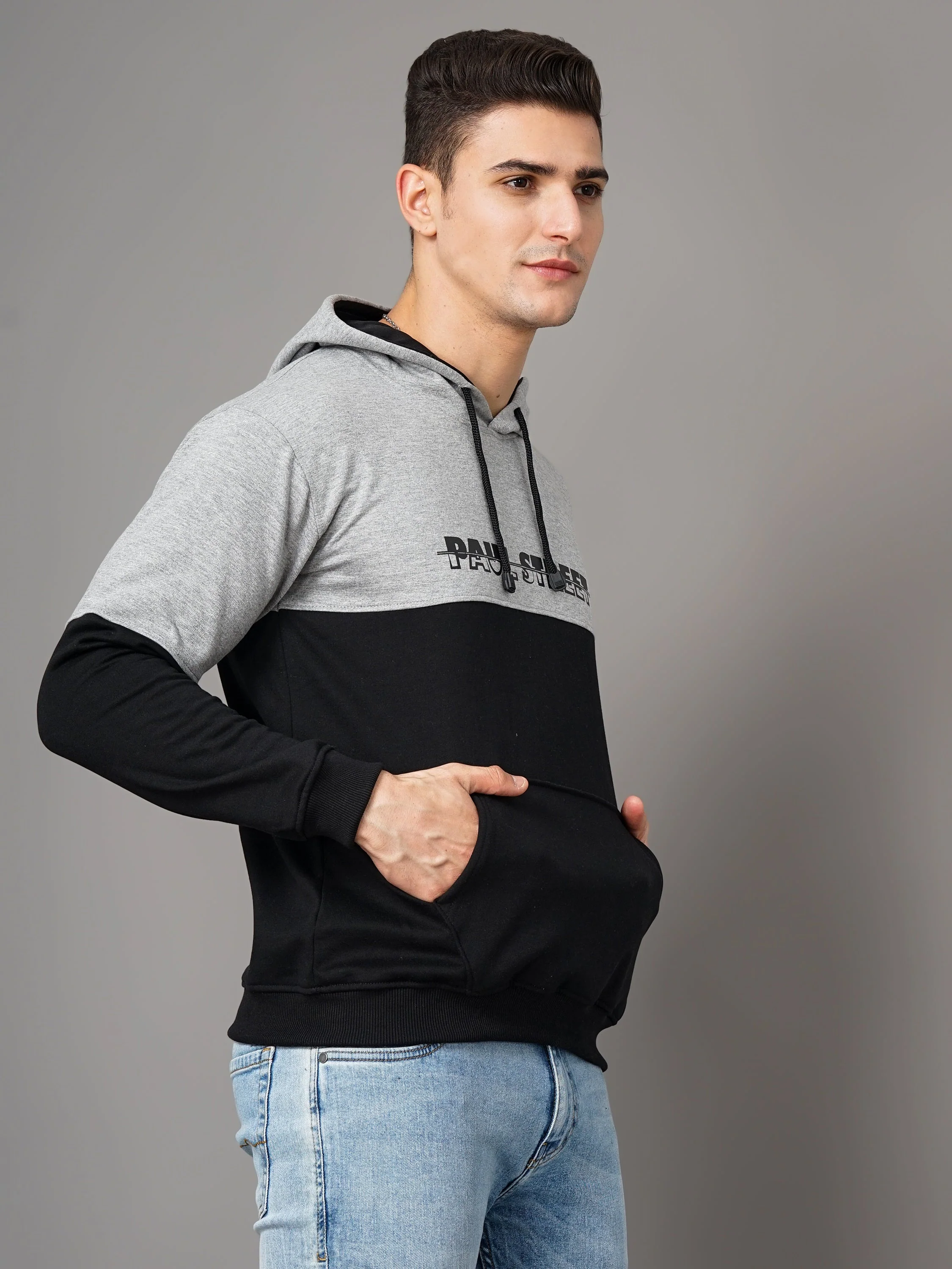 Men Grey and Black Meld Hoodie - Image 6