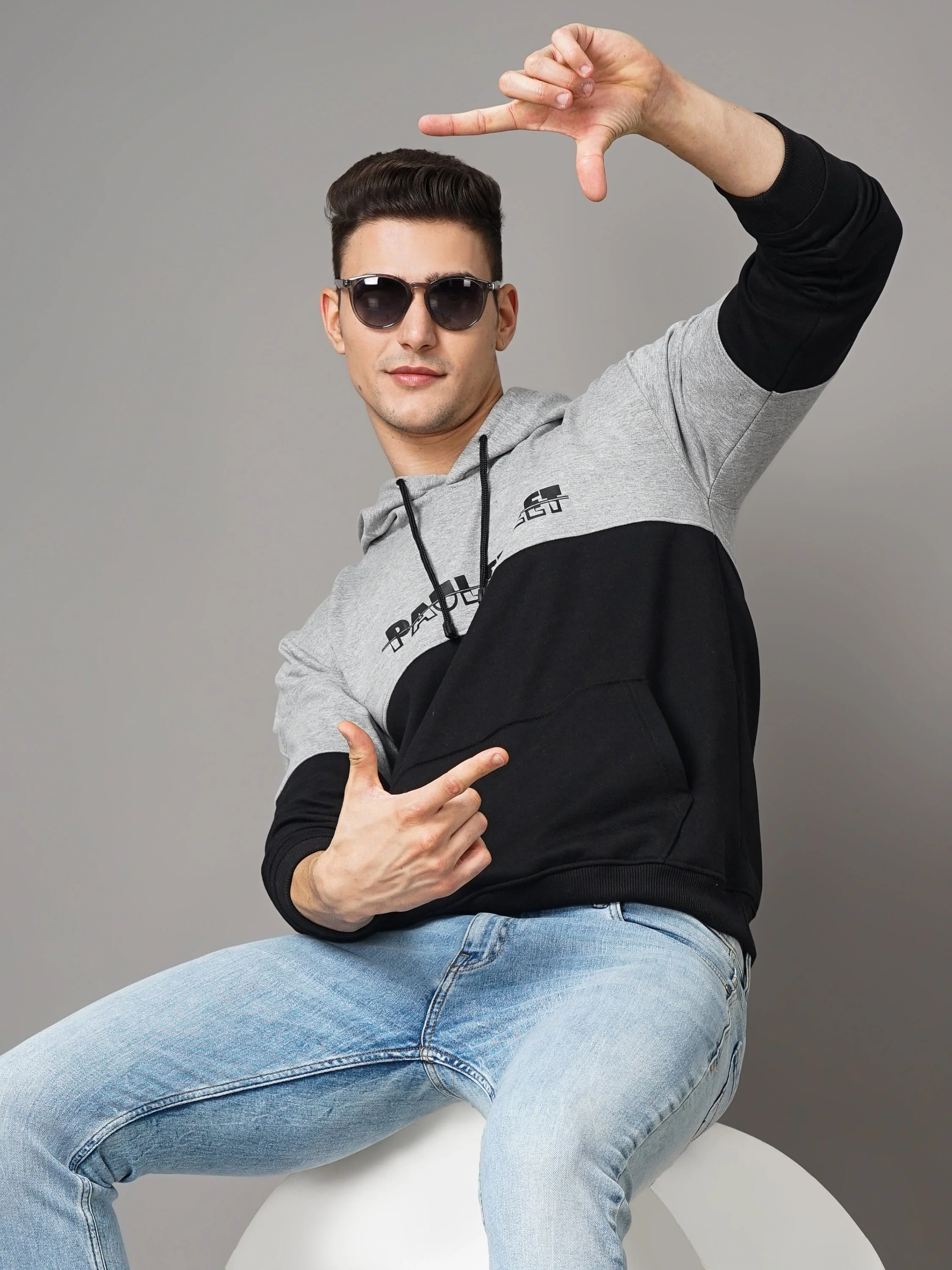 Men Grey and Black Meld Hoodie - Image 7