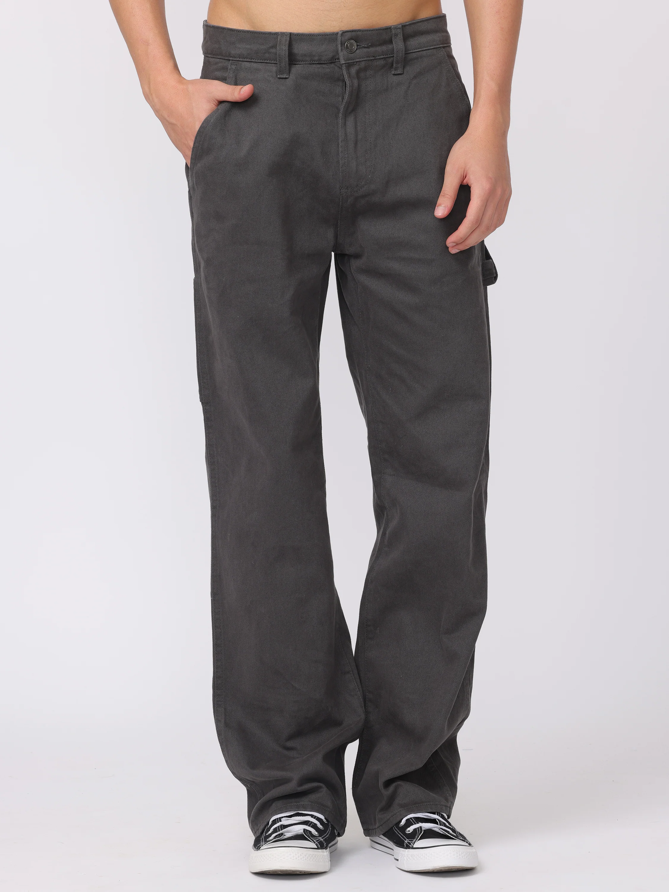 Men Grey Baggy Fit Carpenter Pants - Image 3