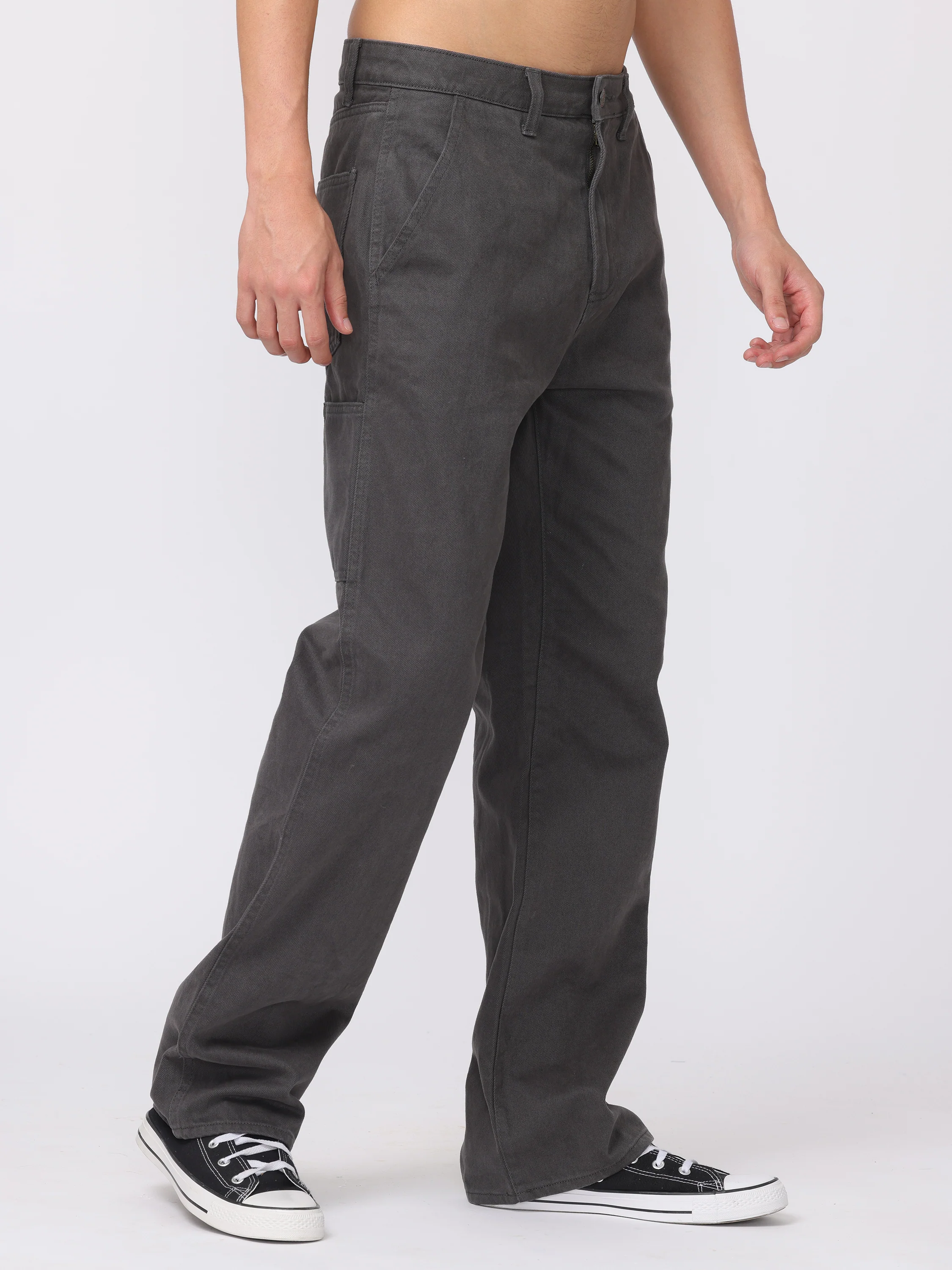 Men Grey Baggy Fit Carpenter Pants - Image 6