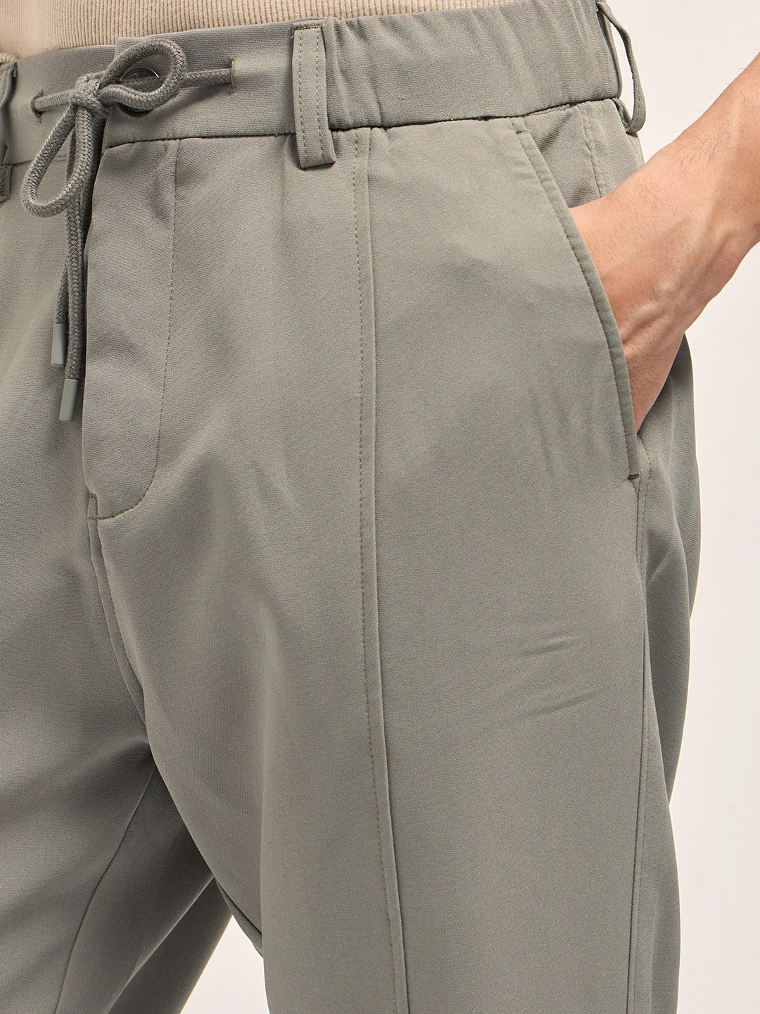 Men Grey Baggy Fit Polyester Blend Trousers - Image 5