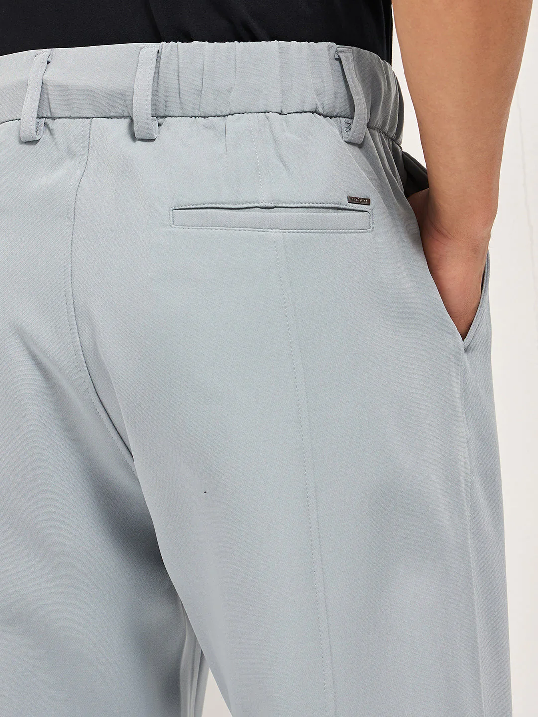Men Grey Baggy Fit Polyester Blend Trousers - Image 7